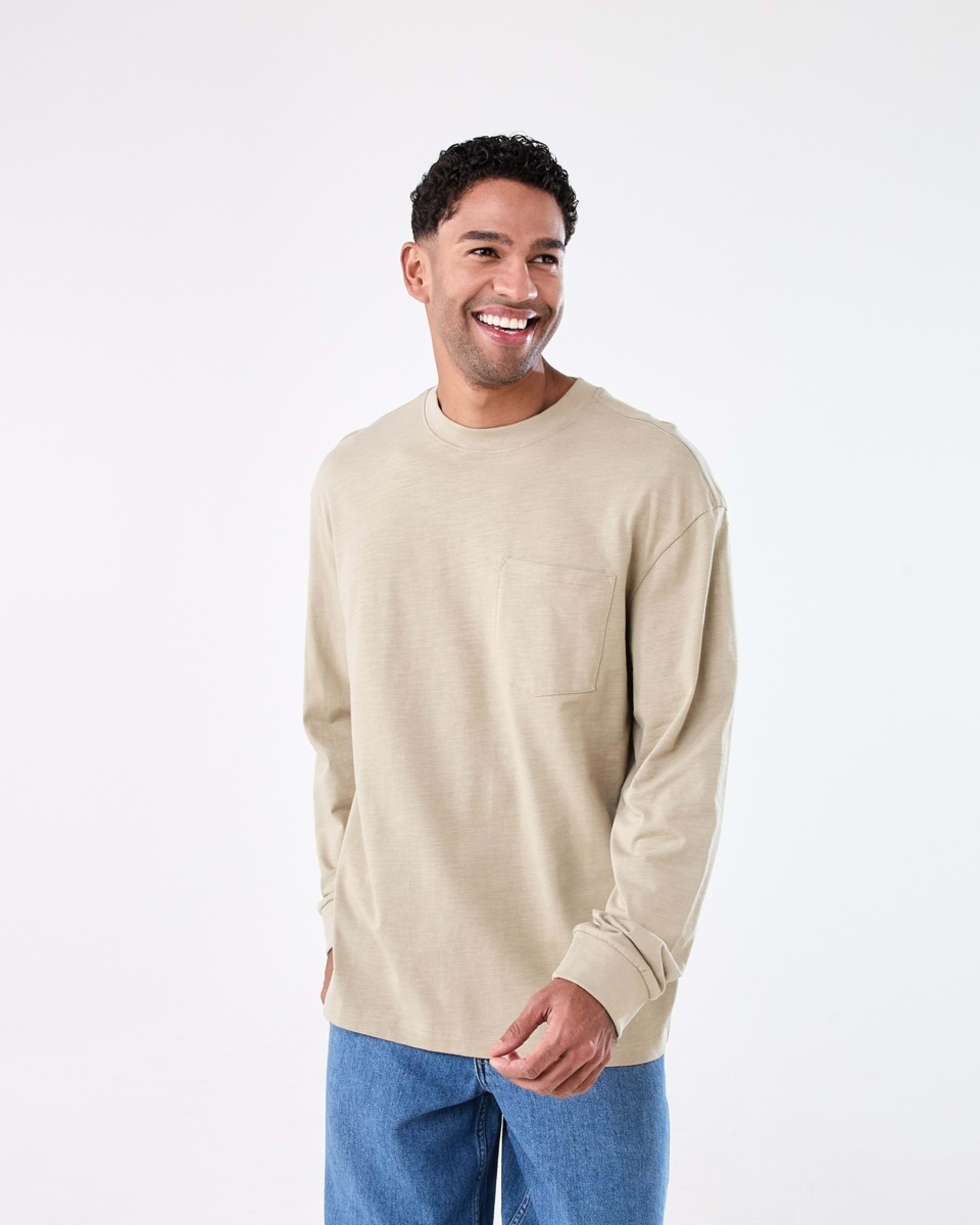 2 Long Sleeve Oversized Slub Pocket T-shirt ALUMINIUM, 2 of 6