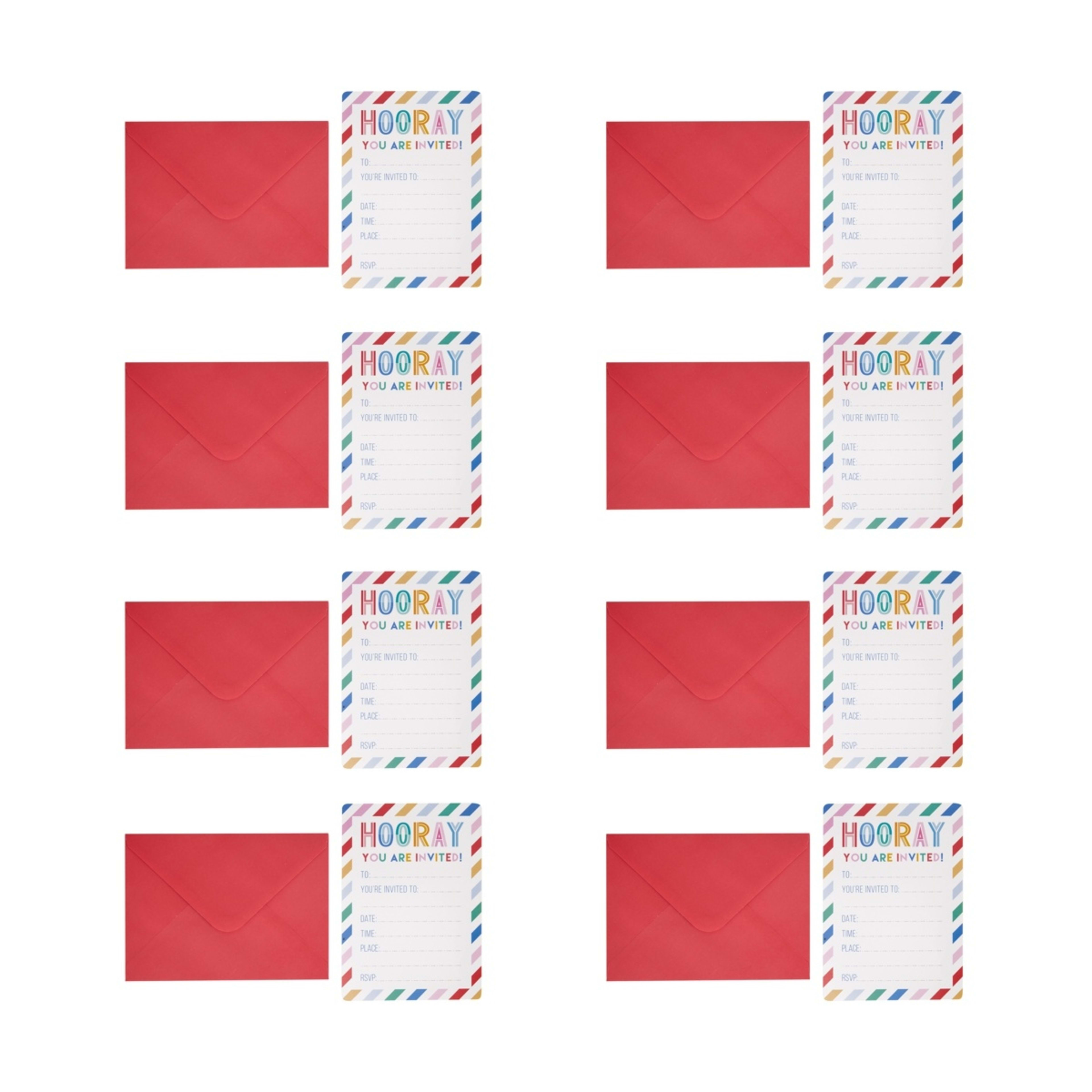 8 Pack Bright Party Invitations Kmart