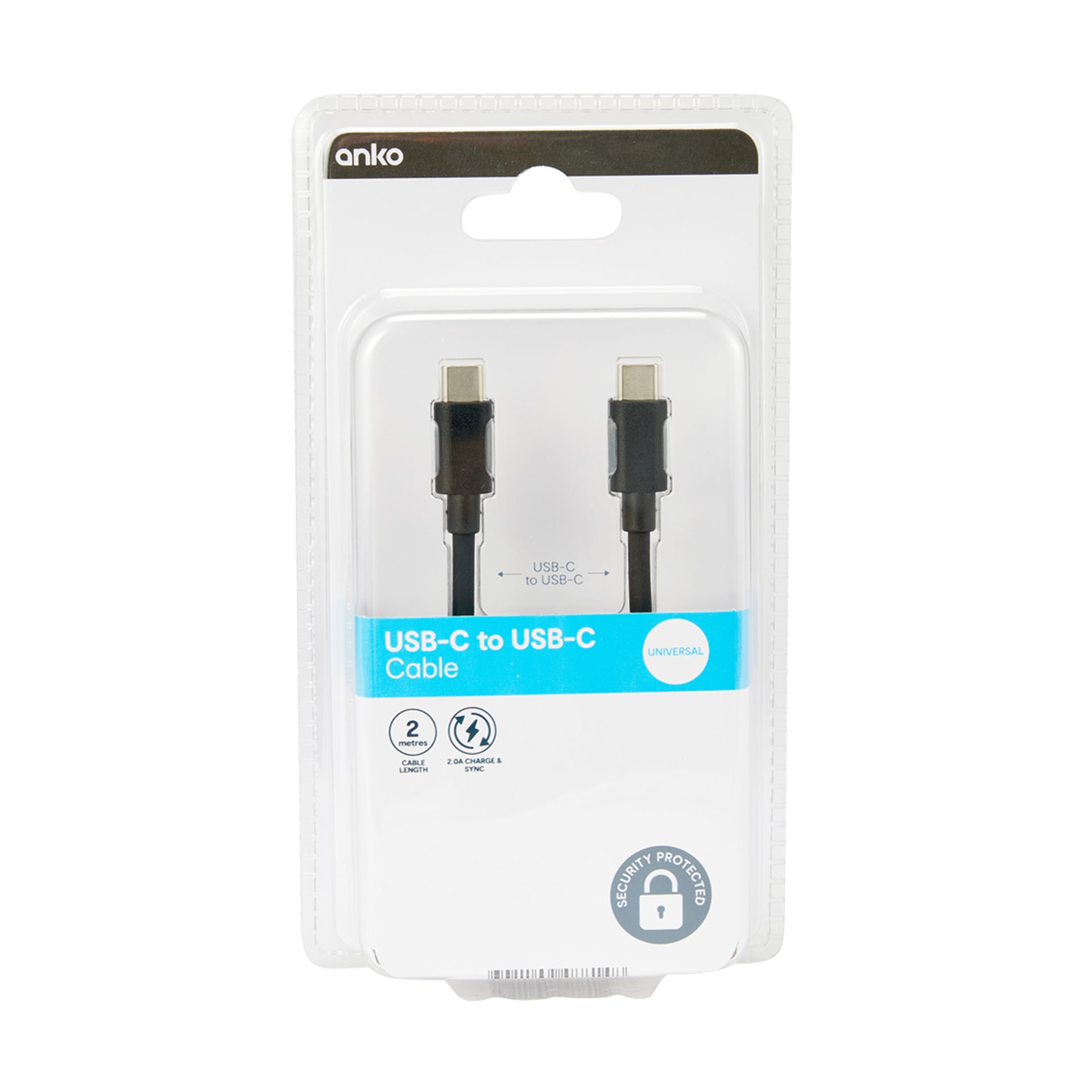 USBC to USBC Cable 2m, Black Kmart