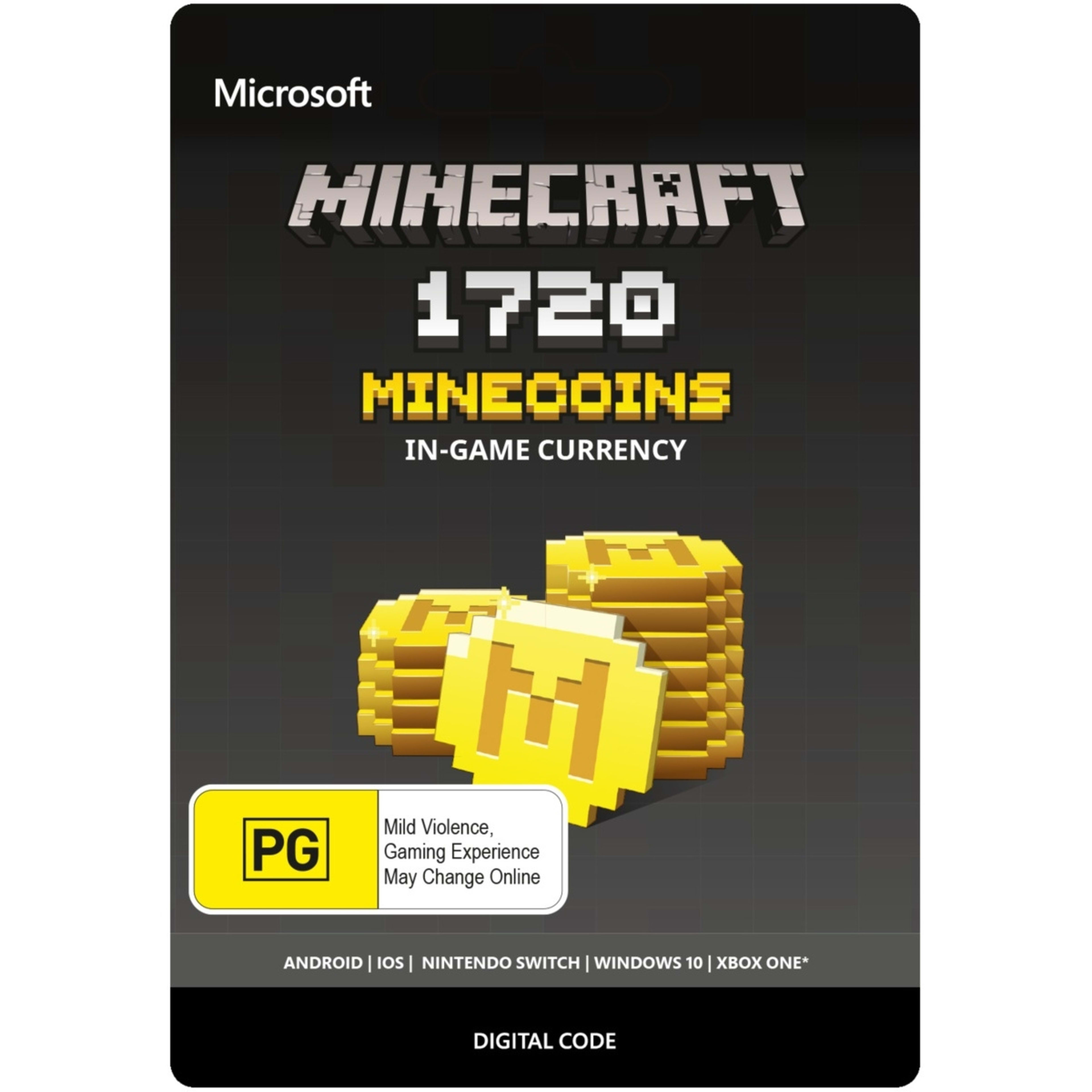 1 Microsoft Minecraft $14.95 Gift Card - 1720 Minecoins In-game Currency