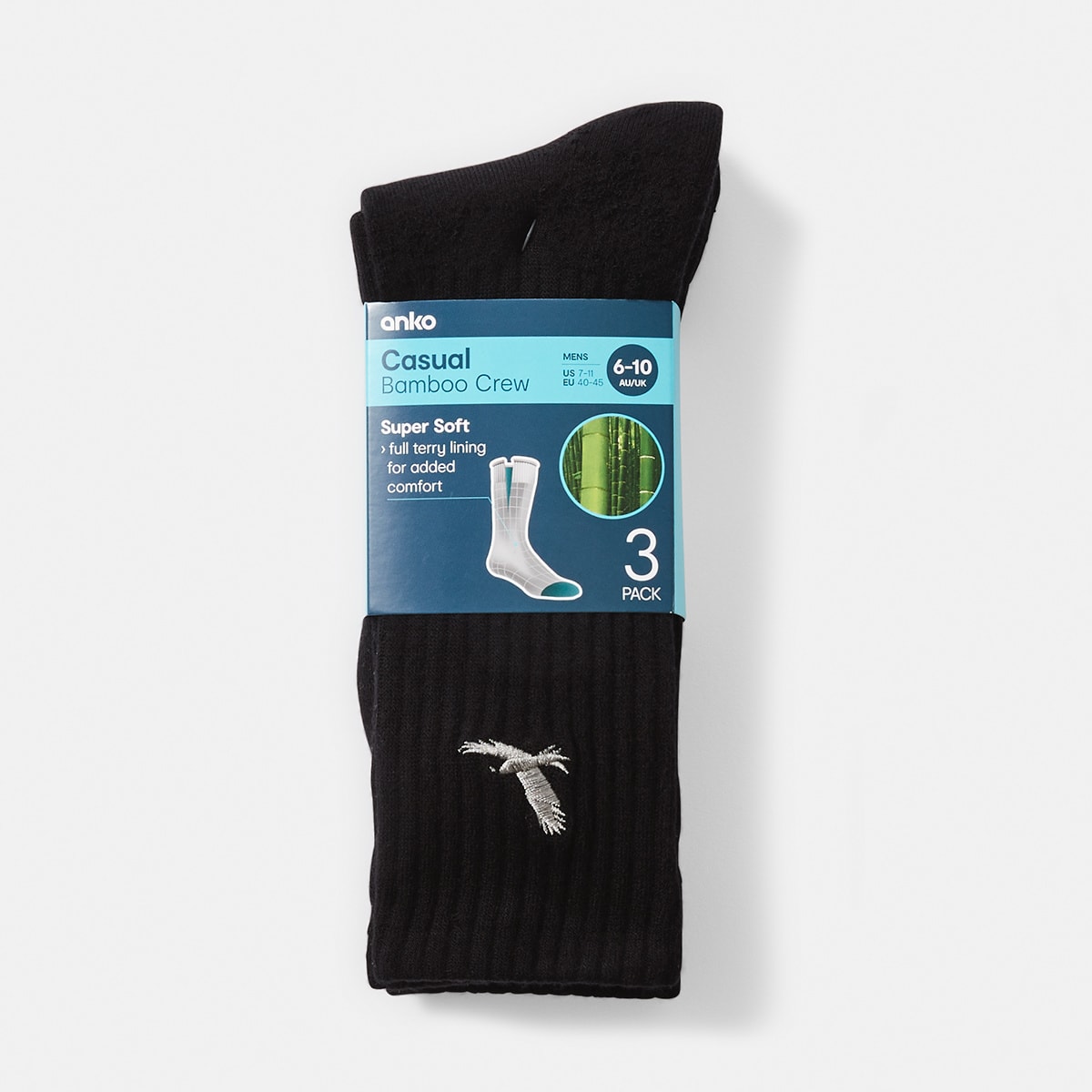 3 Pack Bamboo Rib Crew Socks Kmart