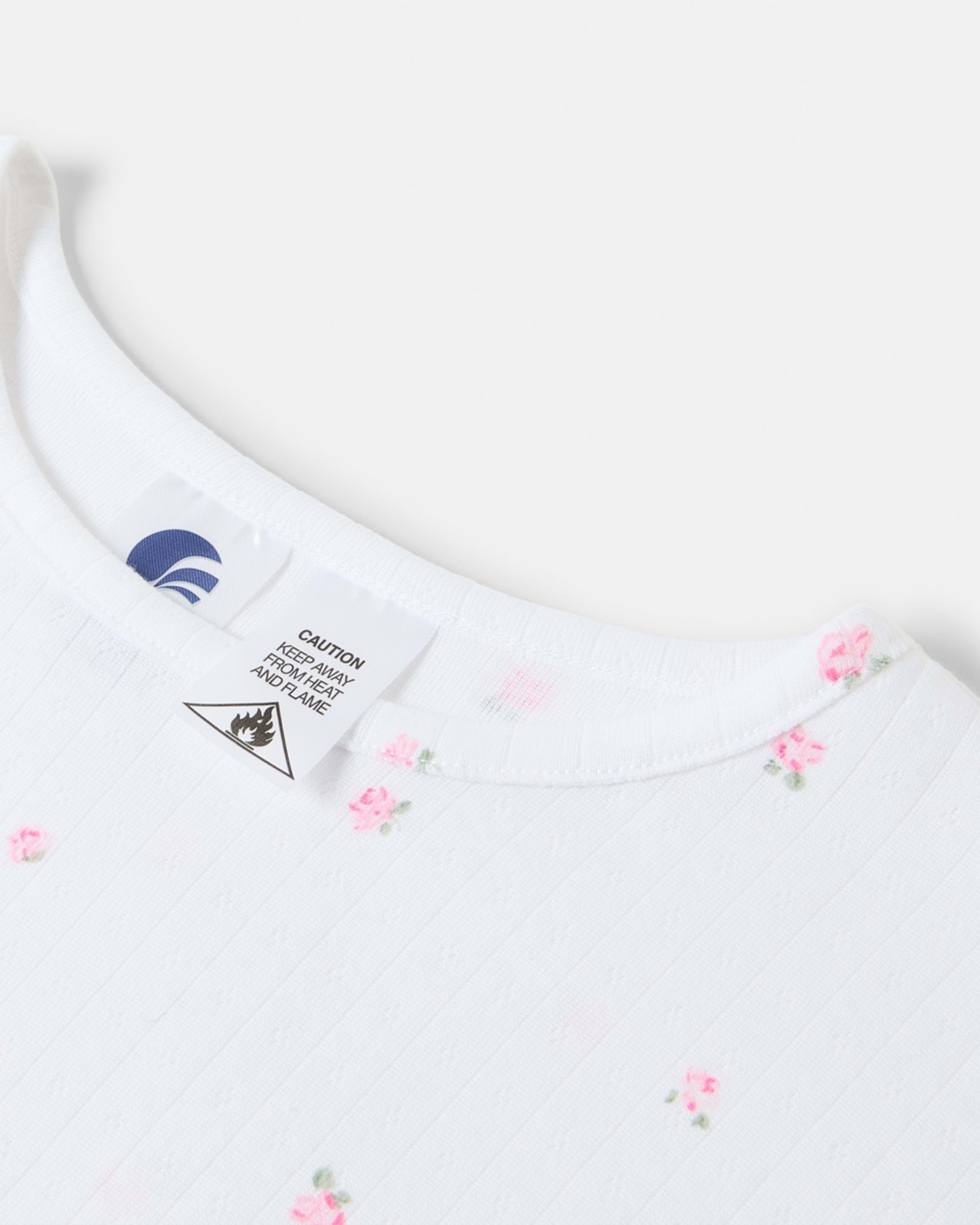 8 Long Sleeve Pointelle Pyjama Set Wht Rose, 8 of 9