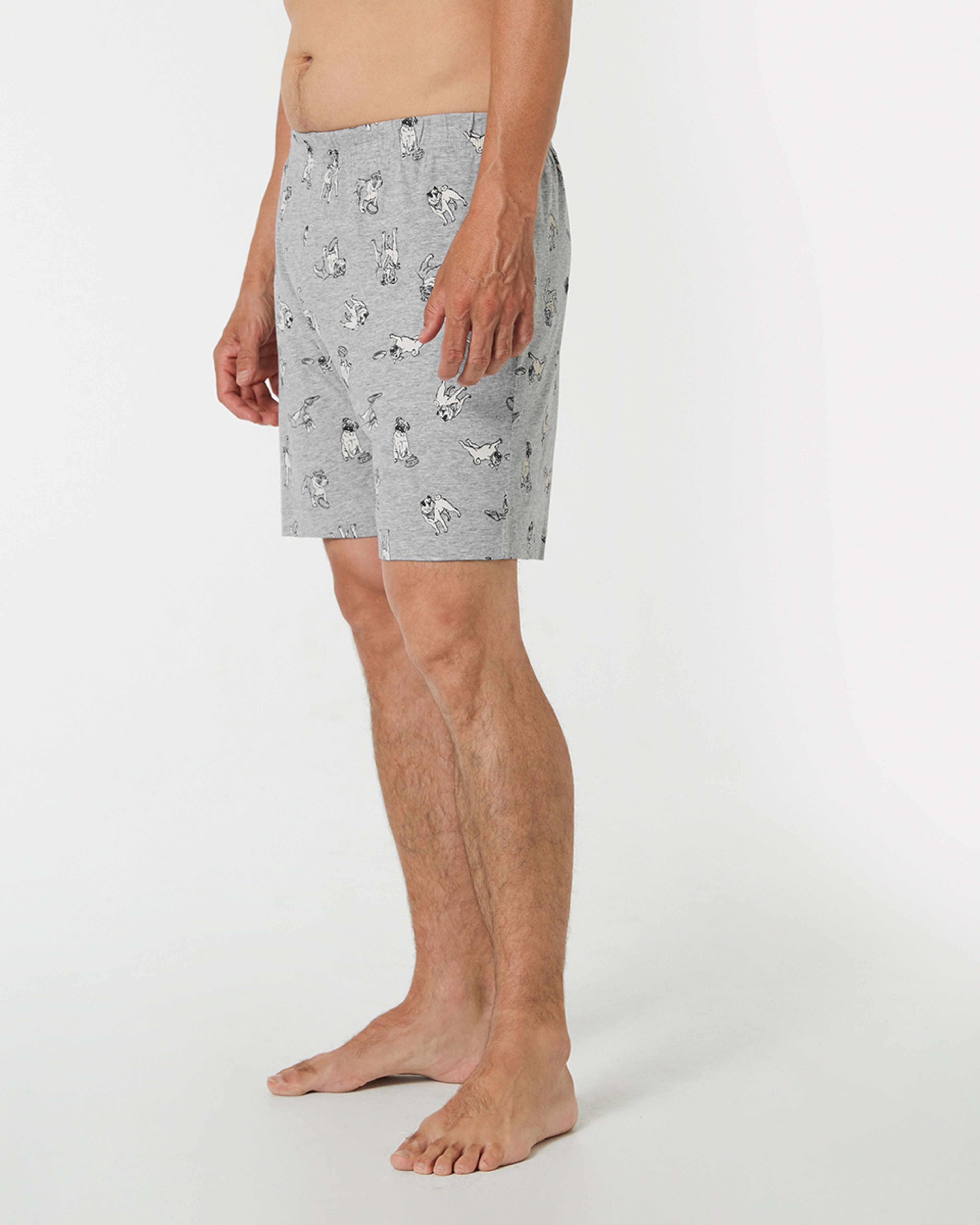 2 Jersey Print Sleep Shorts Dog Park Gray Marle, 2 of 5