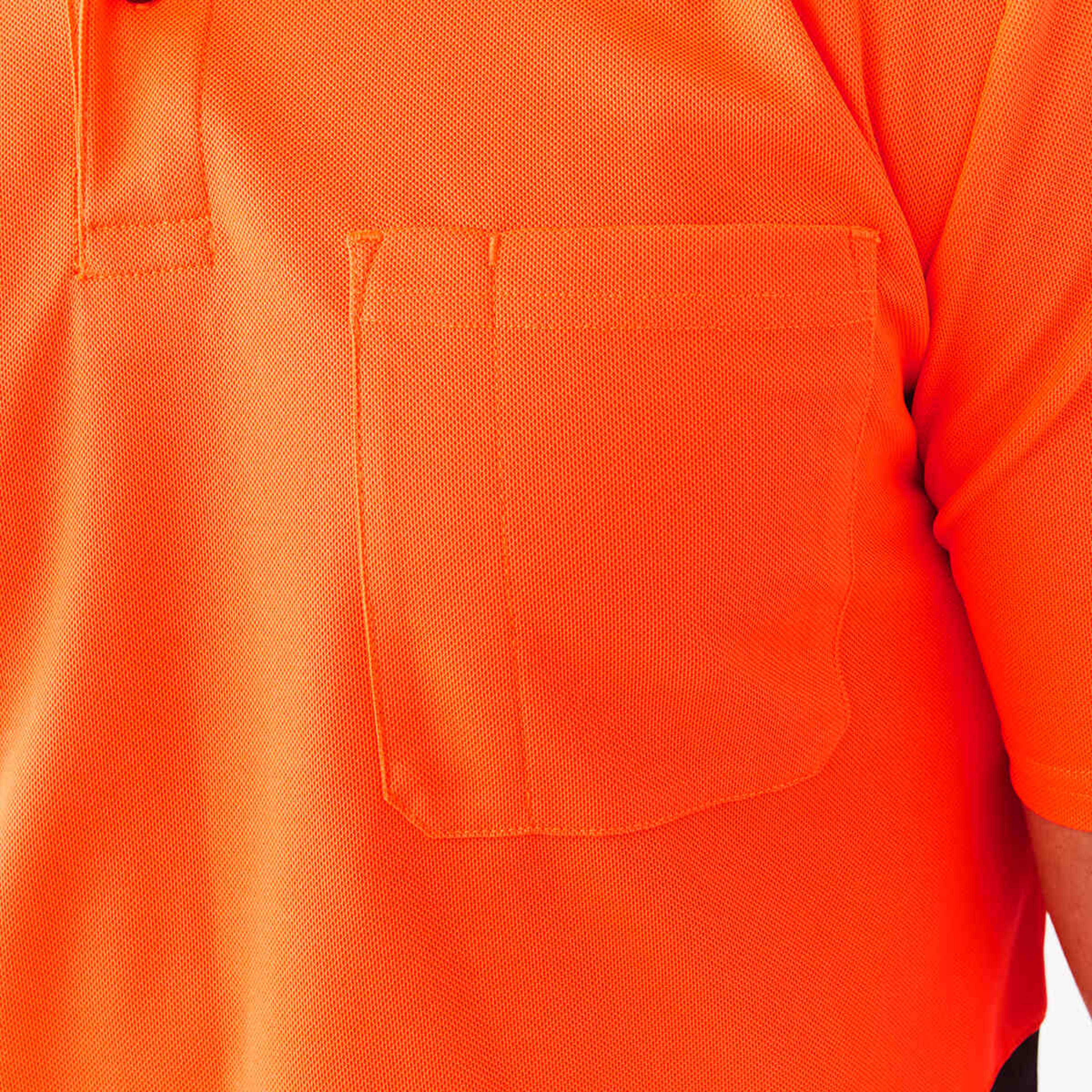6 Workwear Short Sleeve Hi-Visibility Cool Polo Shirt Safety Orange, 6 of 7