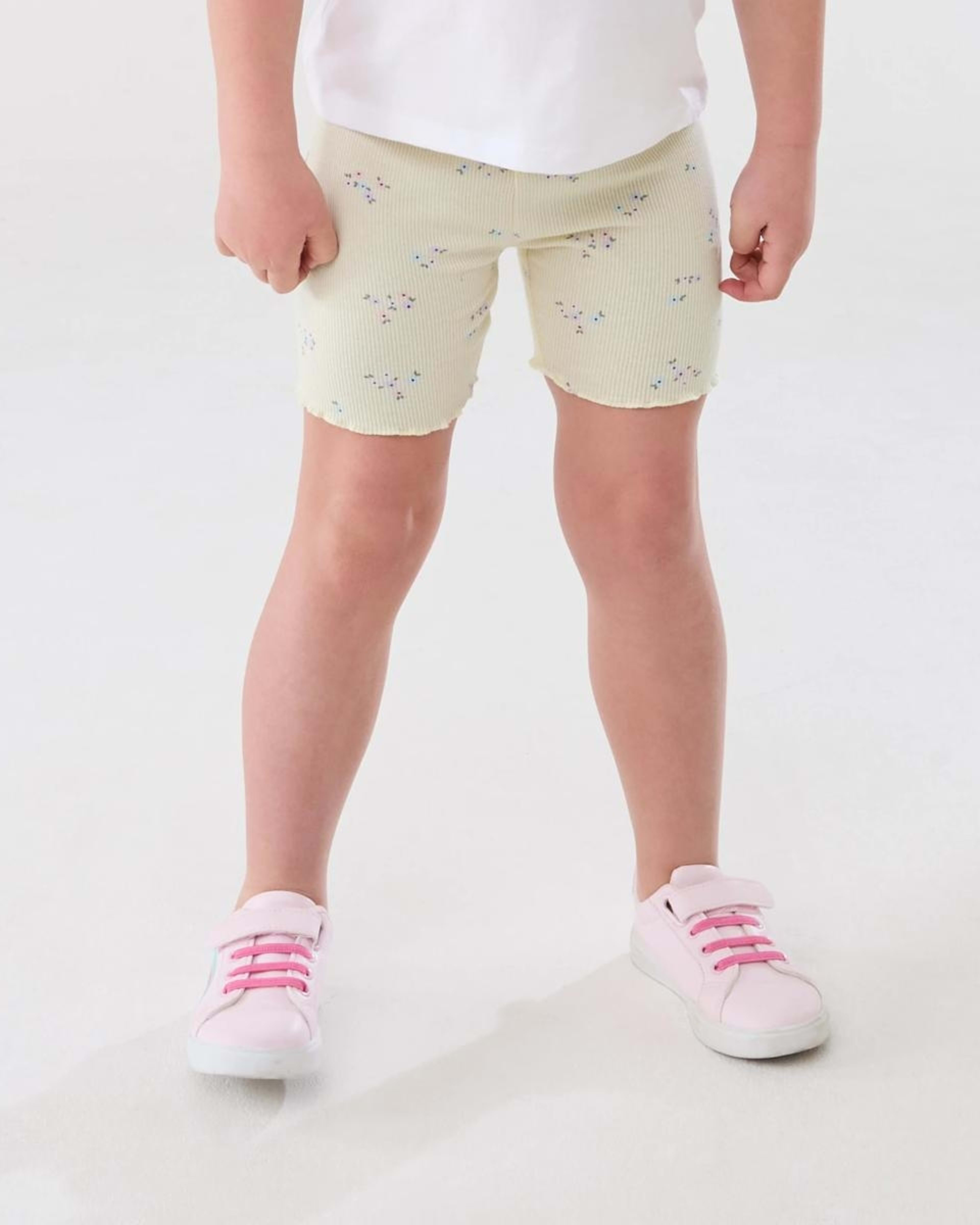 1 Printed Rib Bike Shorts BLUSH BLOOMS FLORALS SORBET