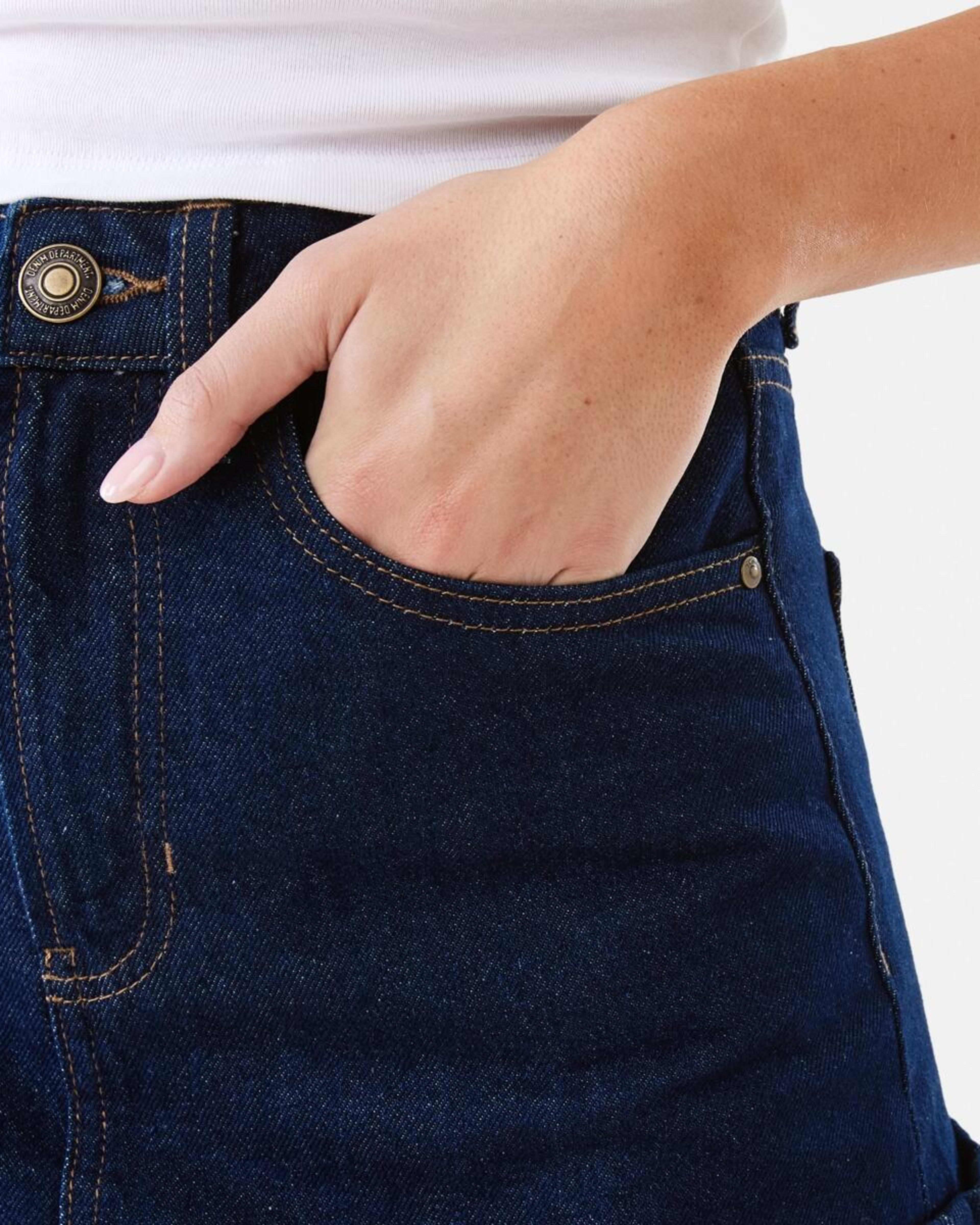 6 Denim Turnback Mini Skirt Indigo, 6 of 8