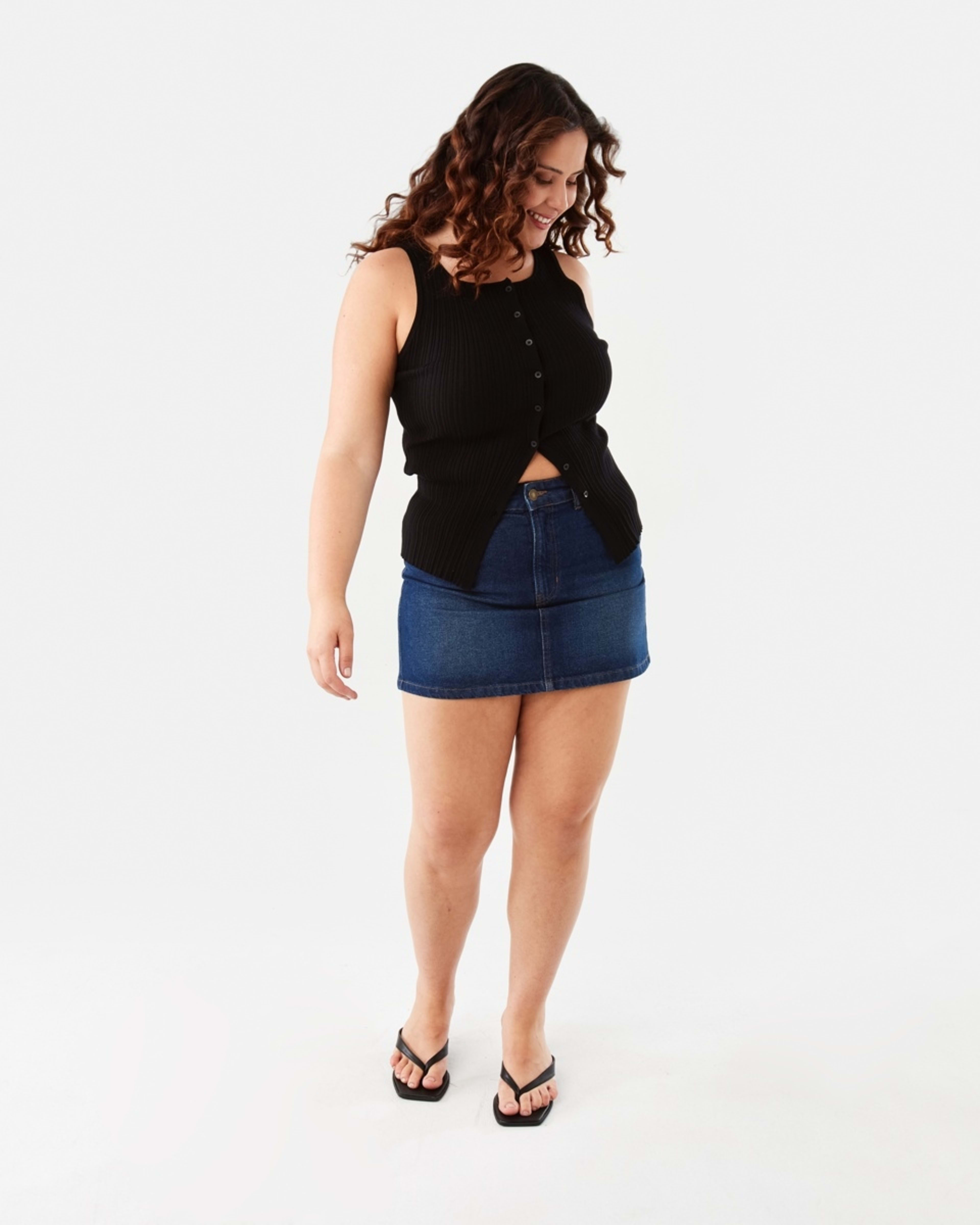 3 Denim A-line Mini Skirt Mid Wash, 3 of 10