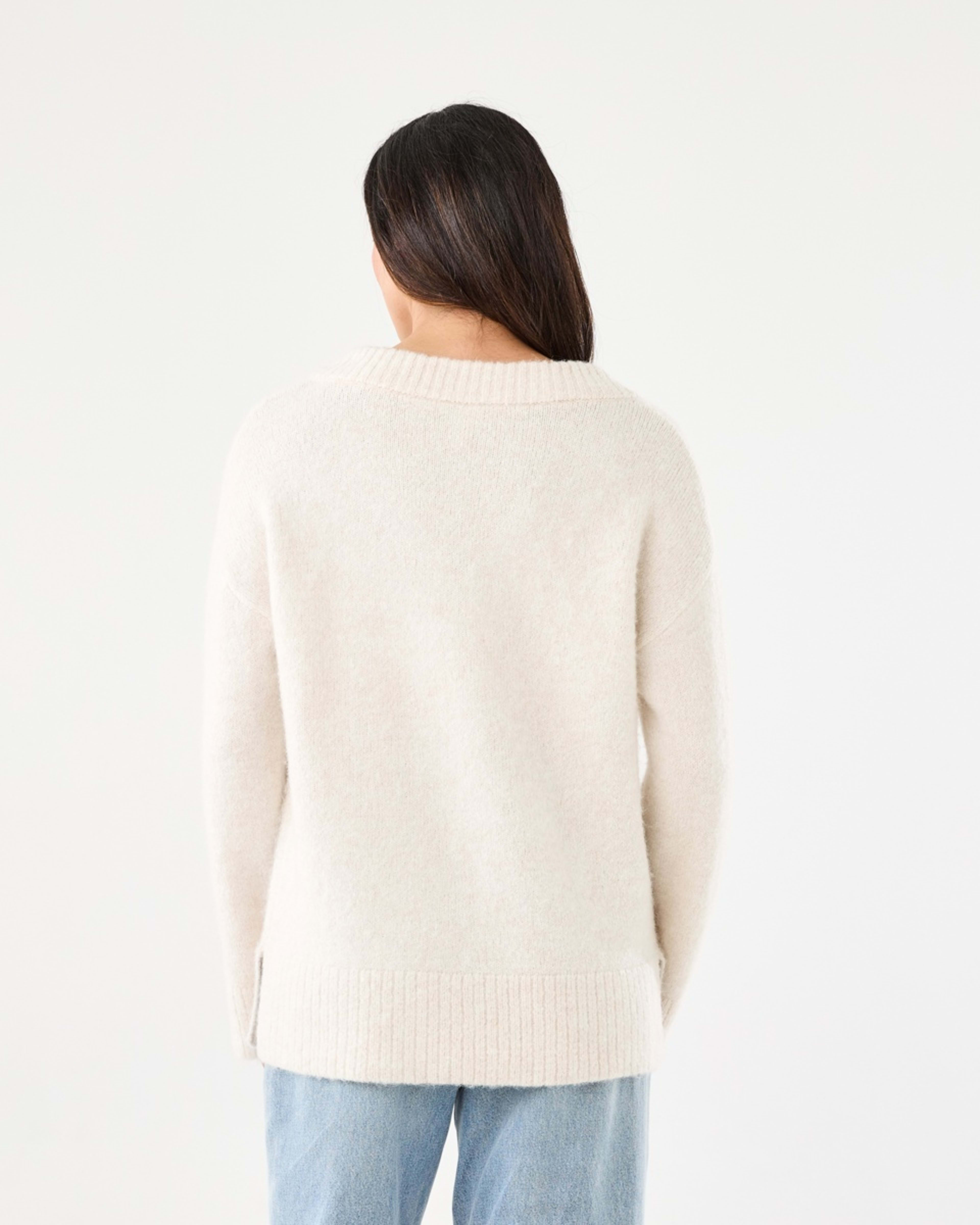 3 Fluffy V-Neck Jumper Beige Marl, 3 of 7