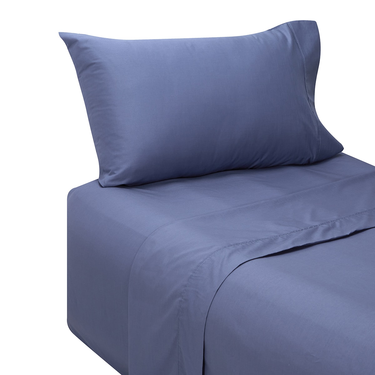 180 Thread Count Sheet Set - Single Bed, Mid Blue - Kmart