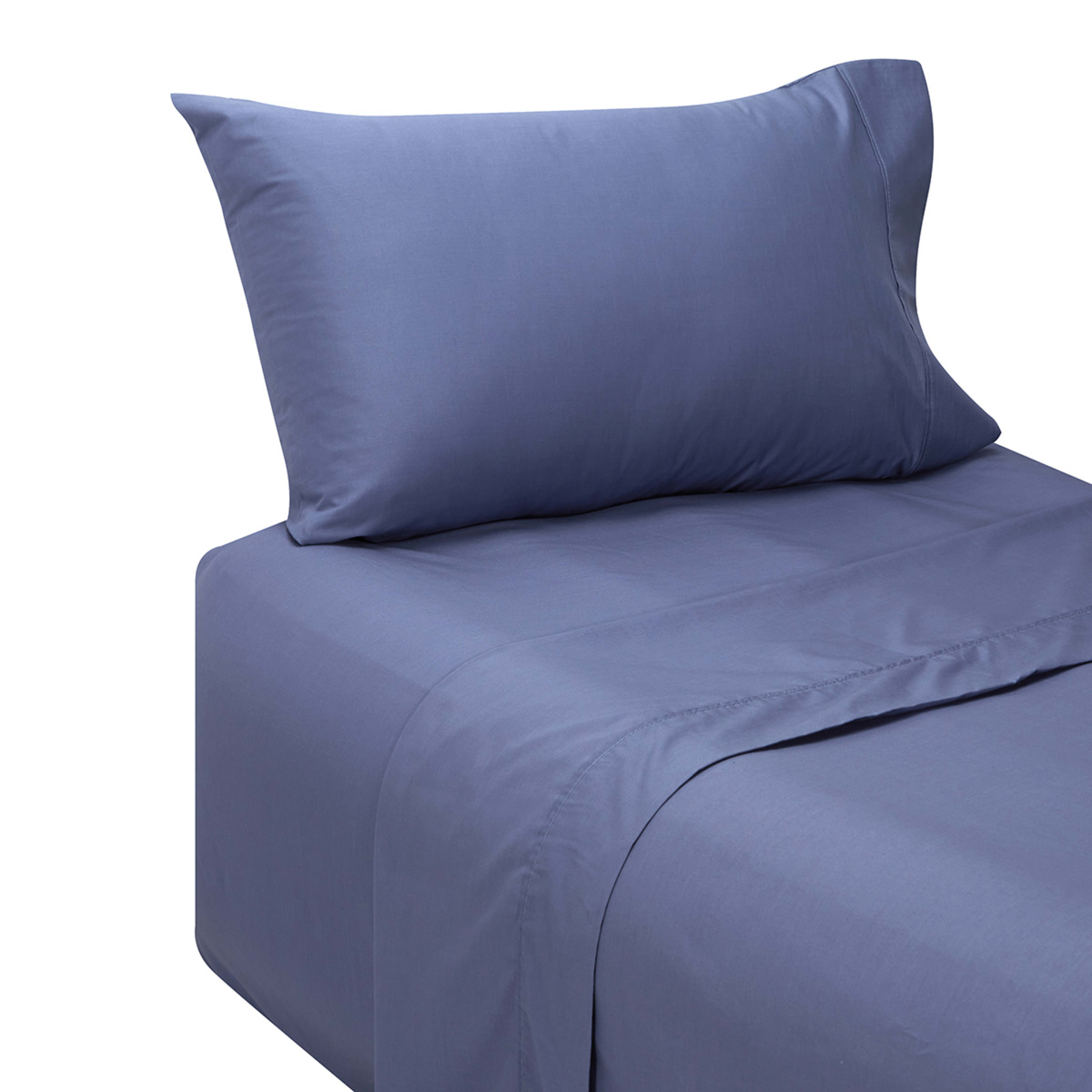 180 Thread Count Sheet Set Single Bed, Mid Blue Kmart