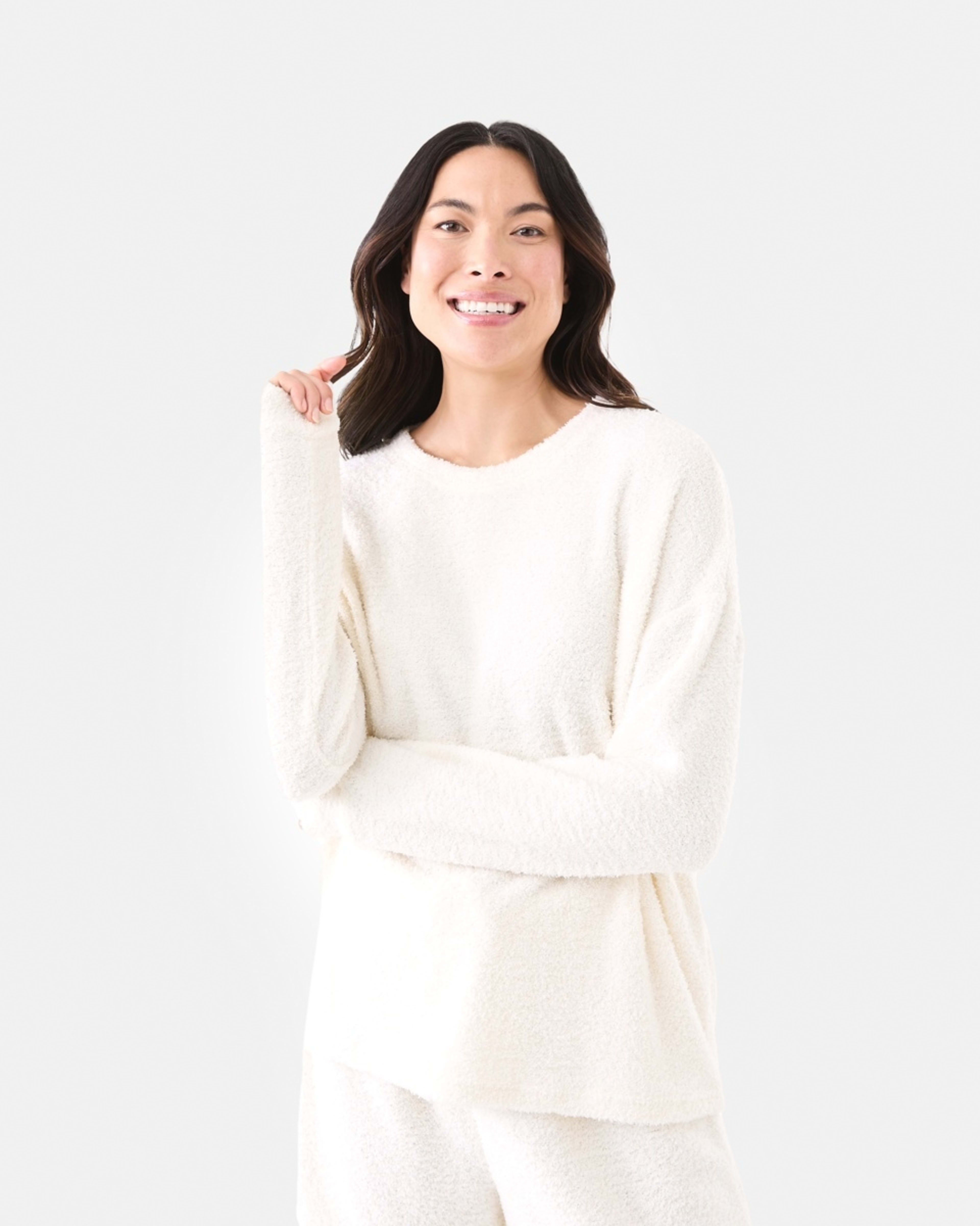 1 Long Sleeve Plush Fleece Top Whisper