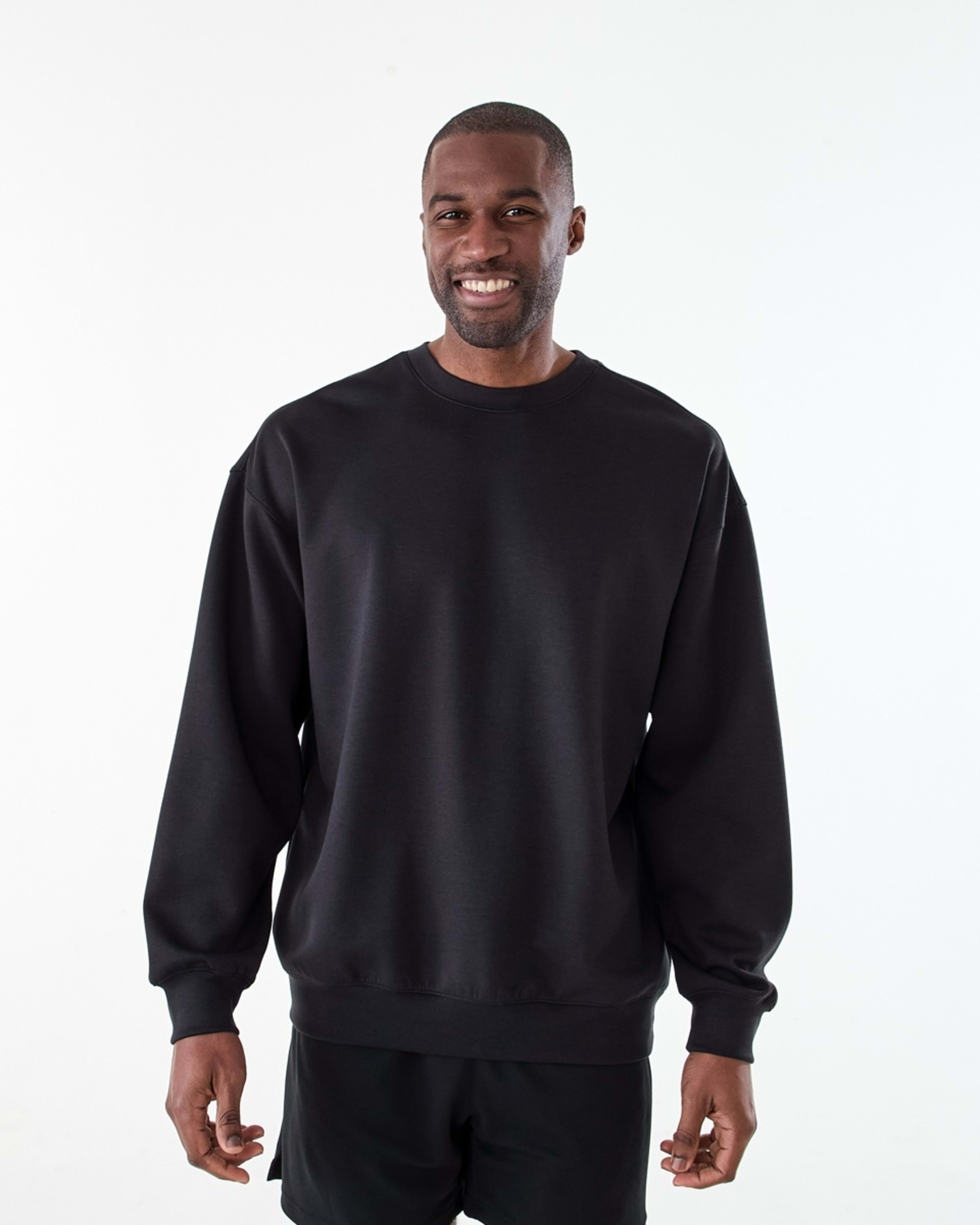 1 Active Mens Relaxed Scuba Crew Neck Sweatshirt BLACK, 1 of 6