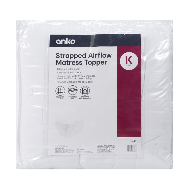 Strapped Airflow Mattress Topper King Bed, White Kmart