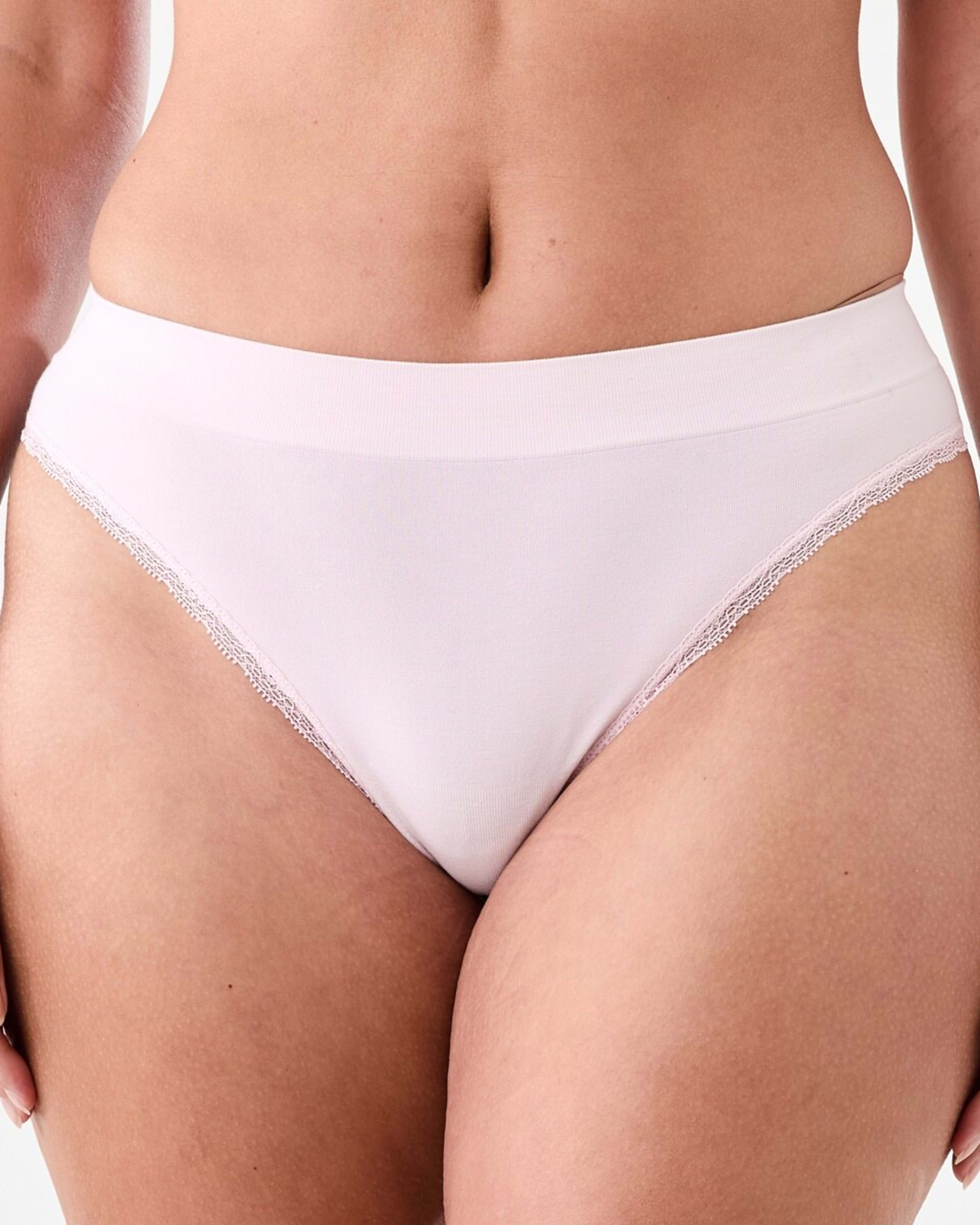 4 3 Pack Seamfree Bamboo Lace G-string Briefs PINK CHALK, WHISPER WHITE, LIGHT FAWN, 4 of 8