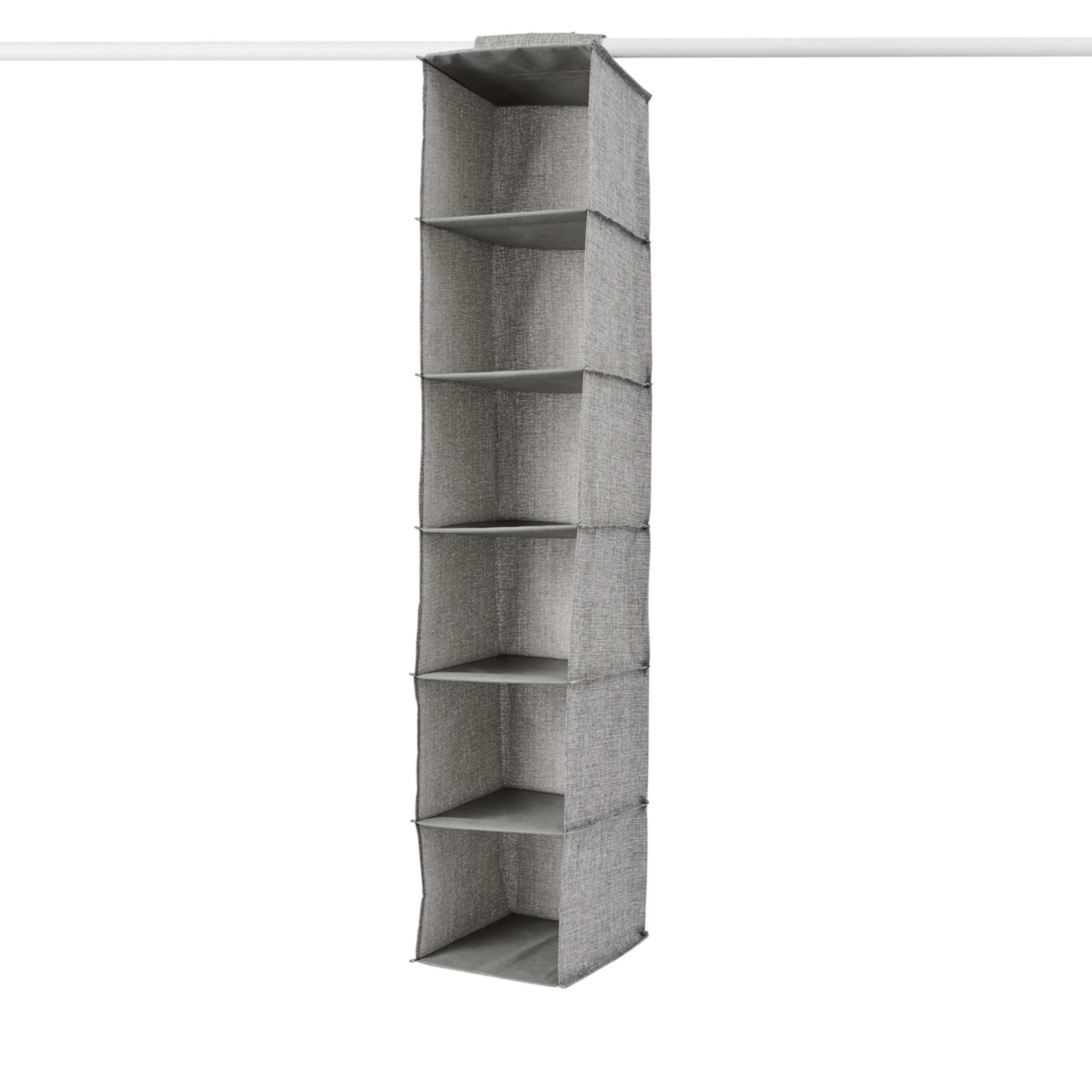 3 6 Shelf Linen Look Hanging Organiser - Charcoal, 3 of 8