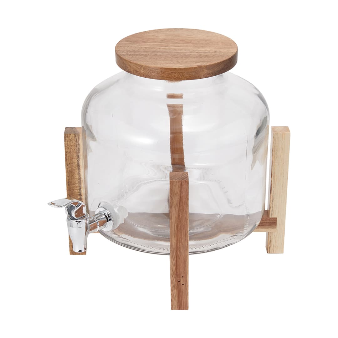 Drink Dispenser with Wood Lid and Stand Kmart