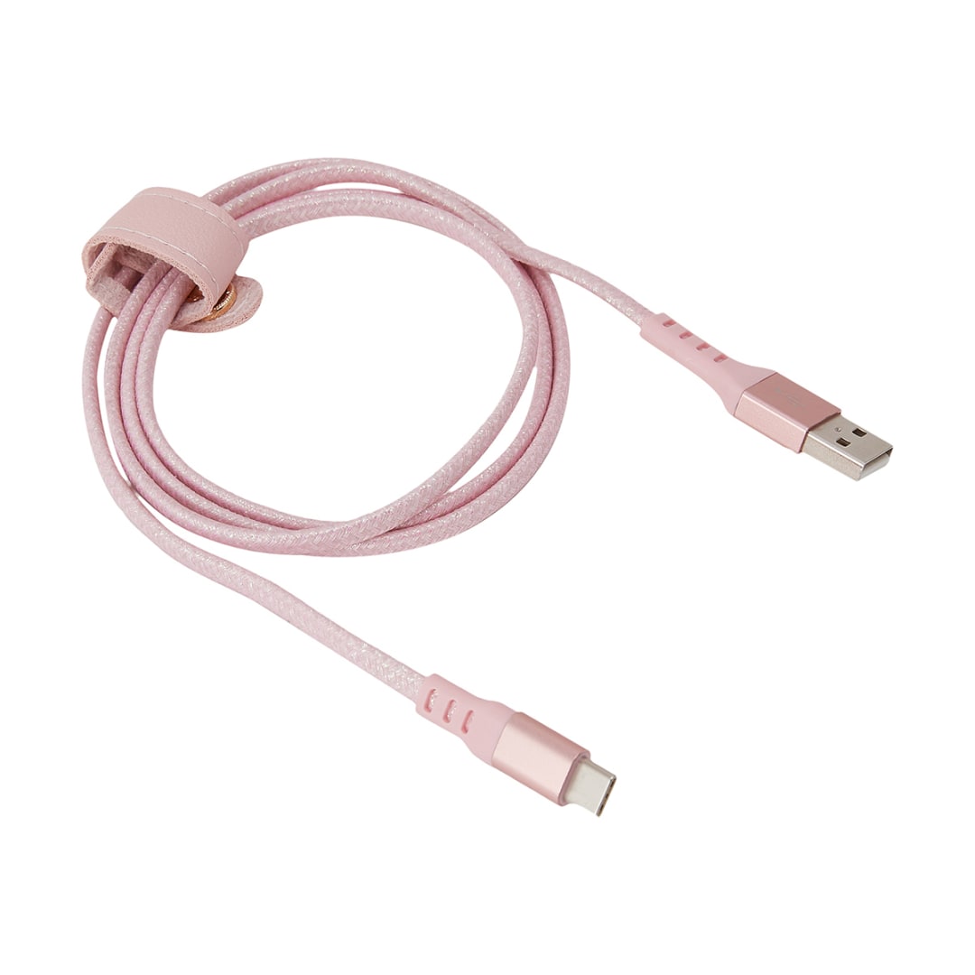 USBC Metal Cable 1m Pink Kmart