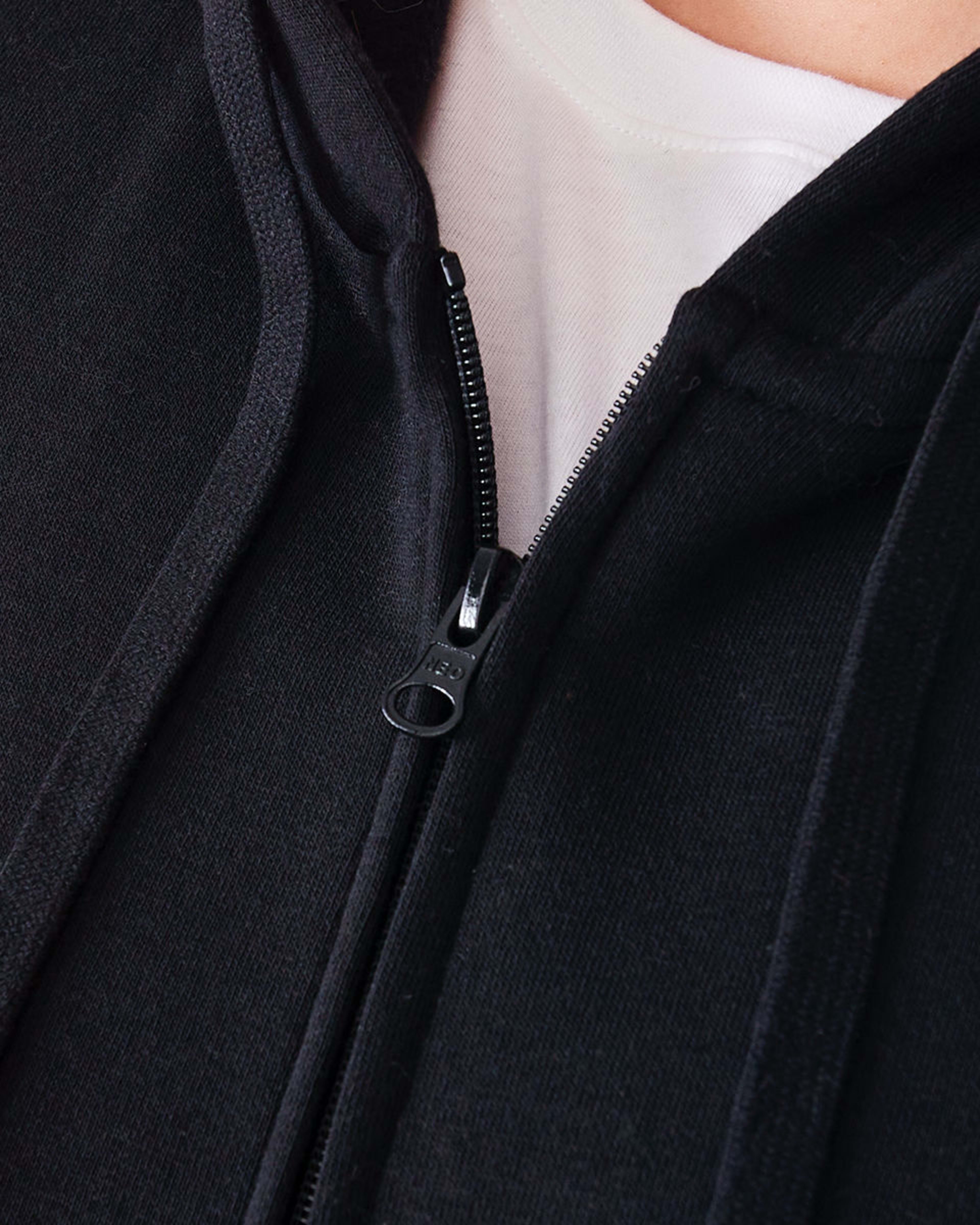 6 Curve Long Sleeve Zip Through Hoodie Black, 6 of 7