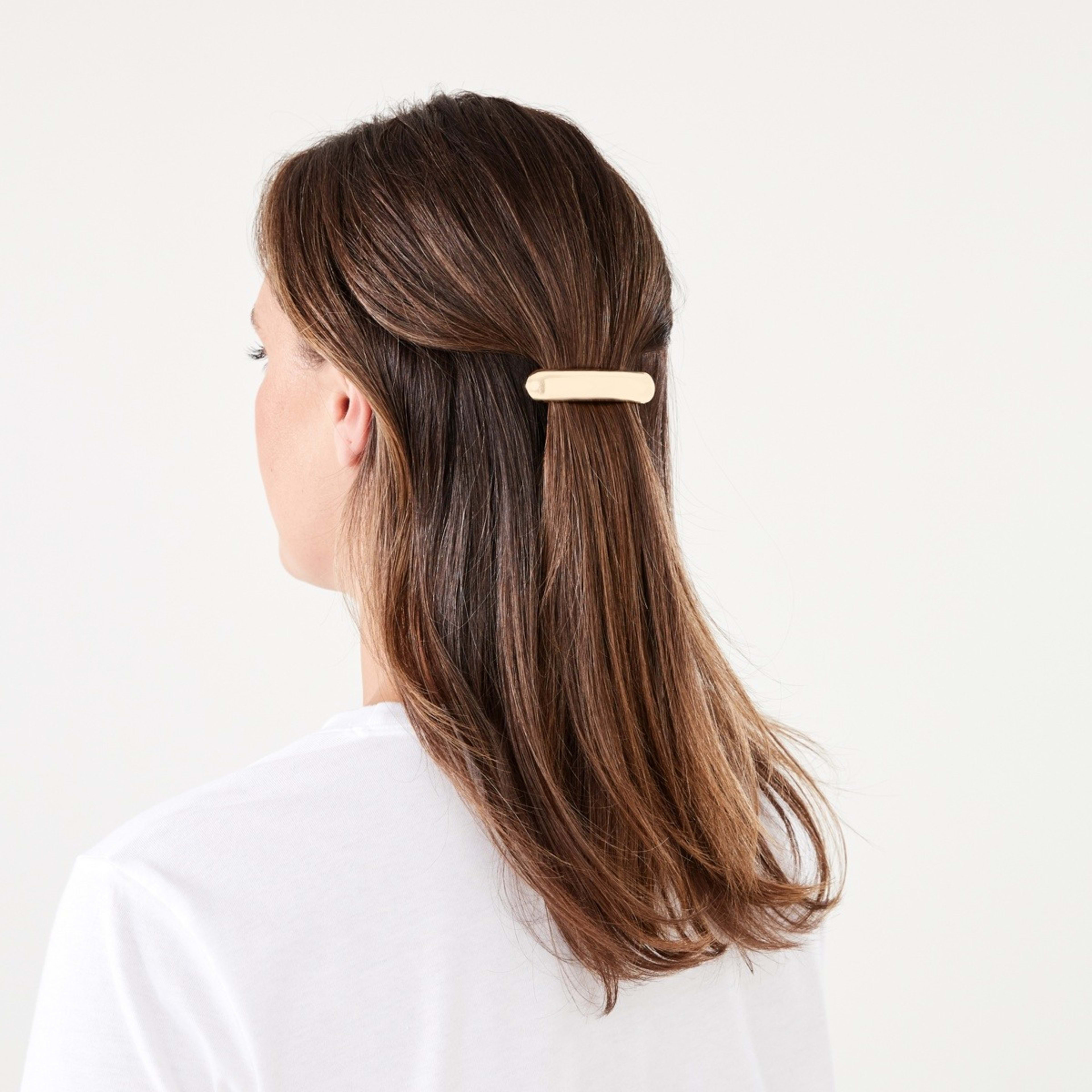 3 2 Pack Gold Tone Barrette Hair Tie and Clip Set, 3 of 4