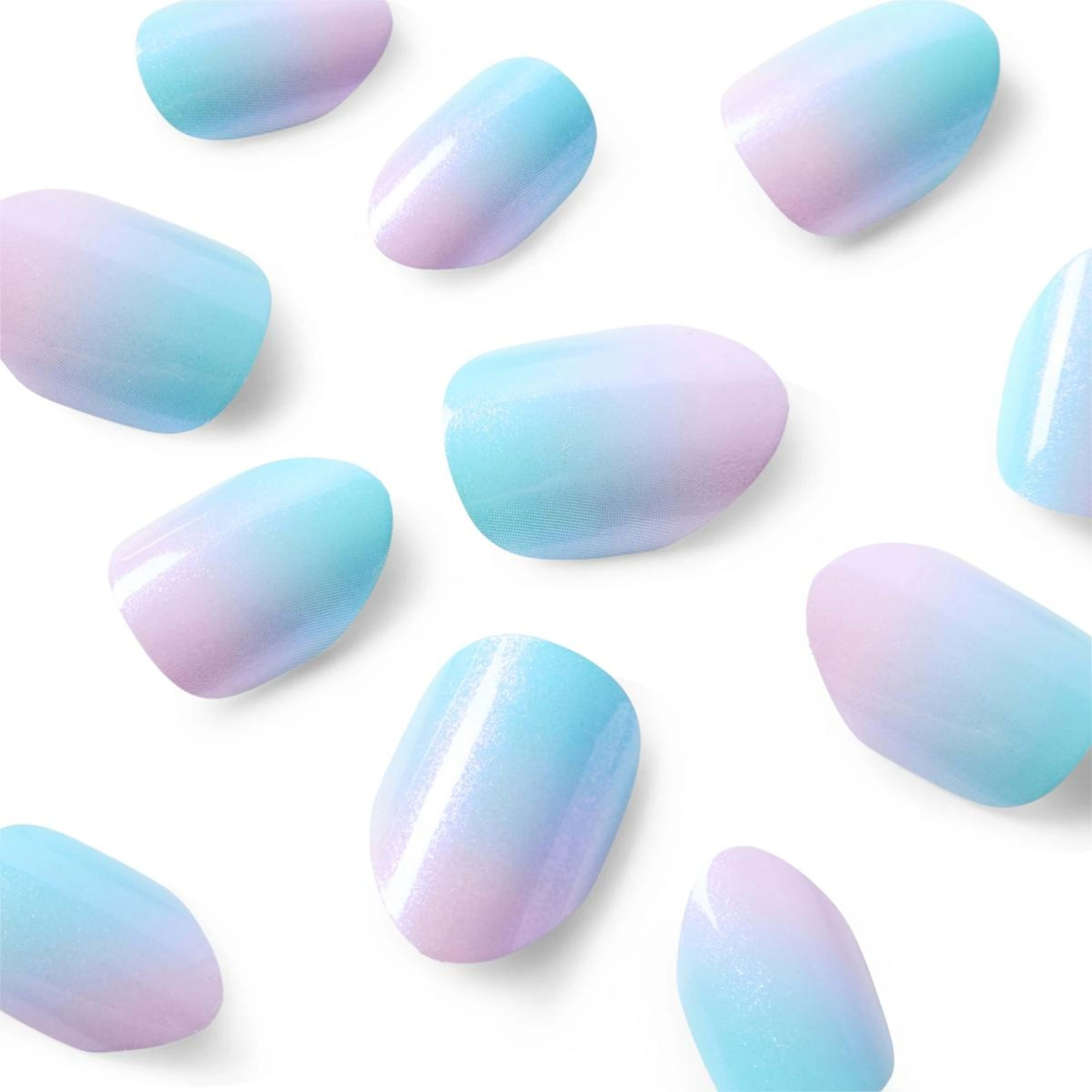 3 OXX Junior 24 Pack Kids Pre-Glued Stick-On Nails - Blue and Lilac Glazed Ombre, 3 of 4