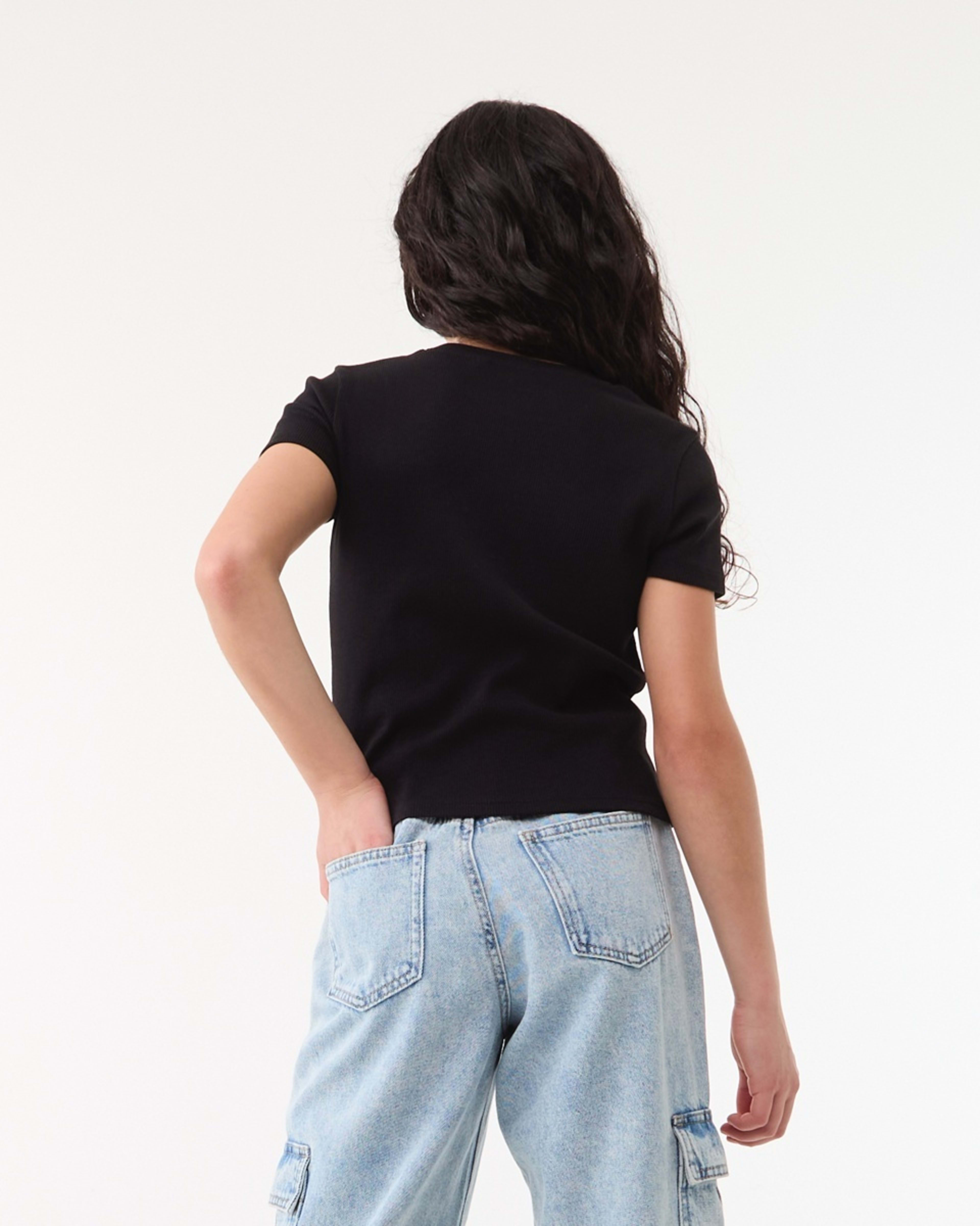 2 Short Sleeve Rib Top BLACK, 2 of 7