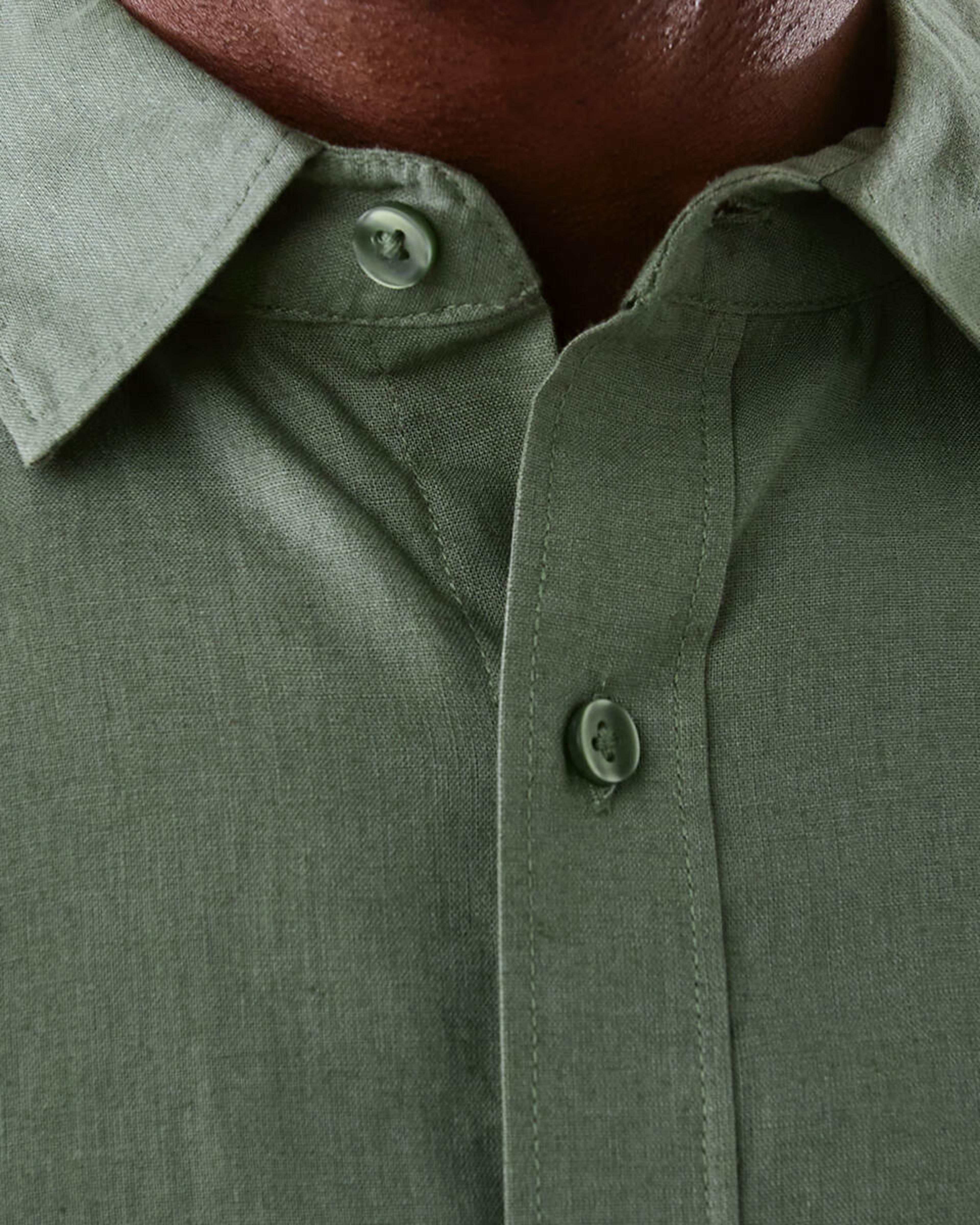 5 Long Sleeve Solid Linen Blend Shirt Grn Laurel, 5 of 8