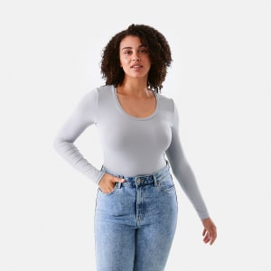 Long Sleeve Luxe Scoop Neck T-shirt - Kmart