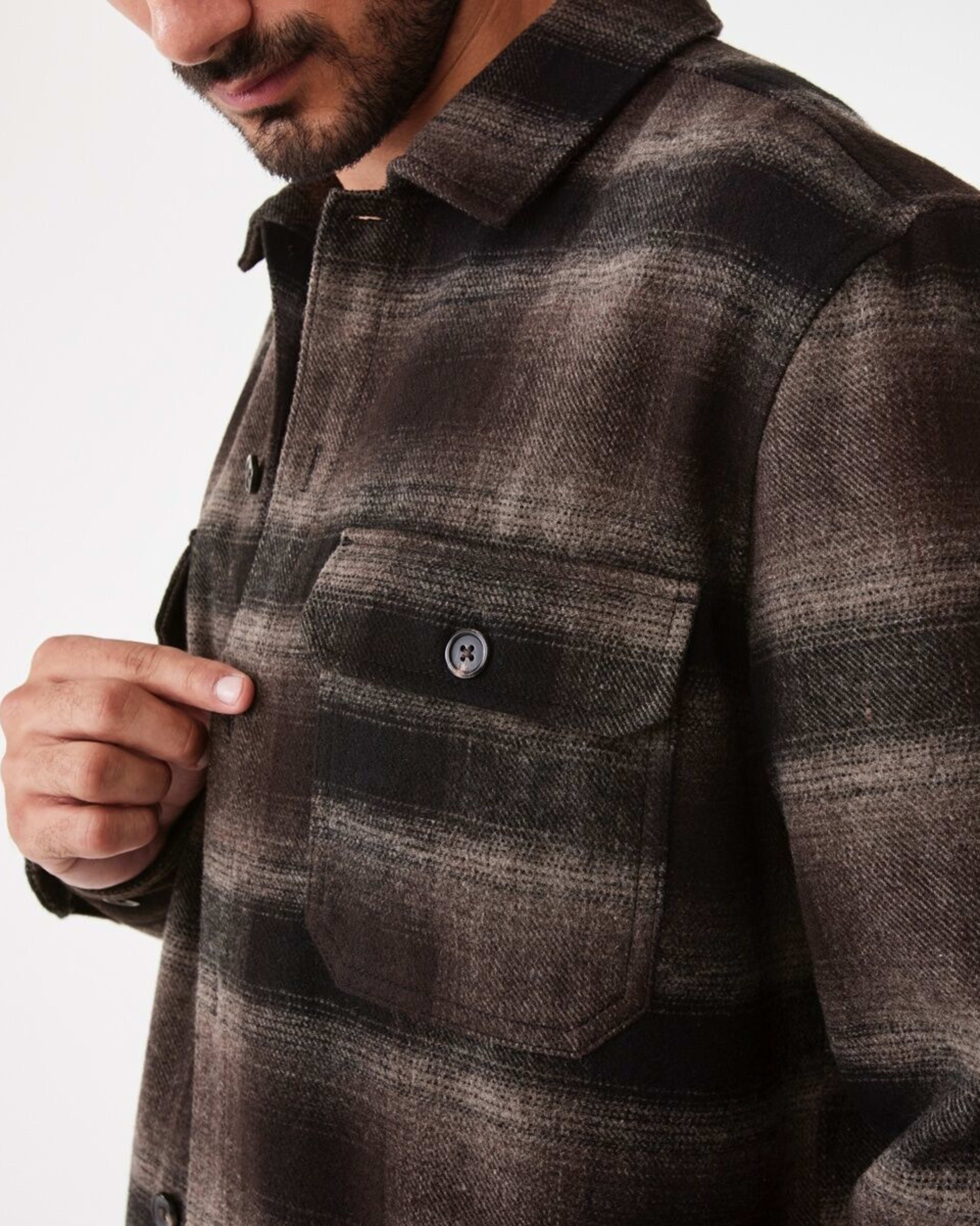 7 Long Sleeve Check Overshirt Brn Check, 7 of 7