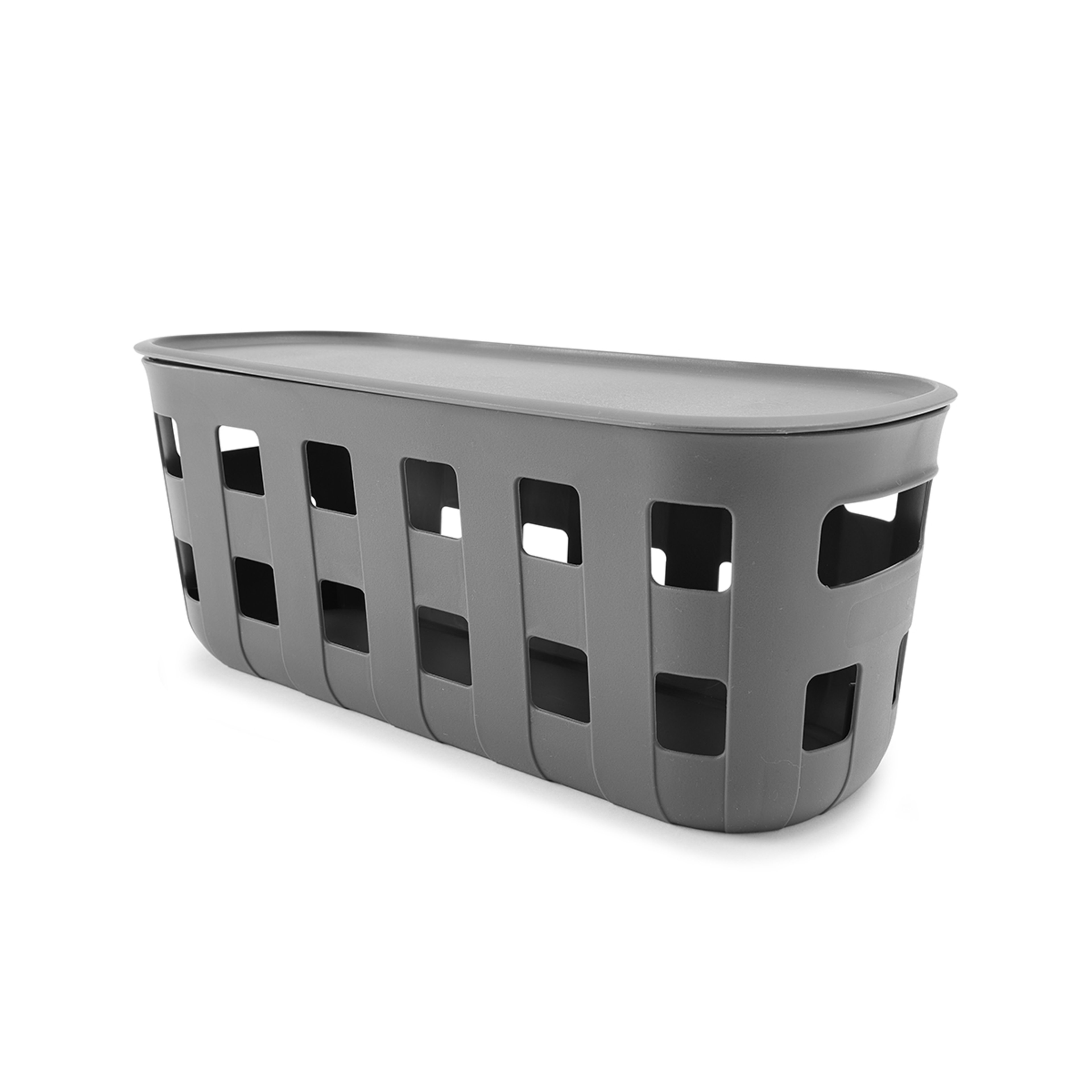 2 5.6L Rectangle Trellis Basket with Lid - Charcoal, 2 of 9