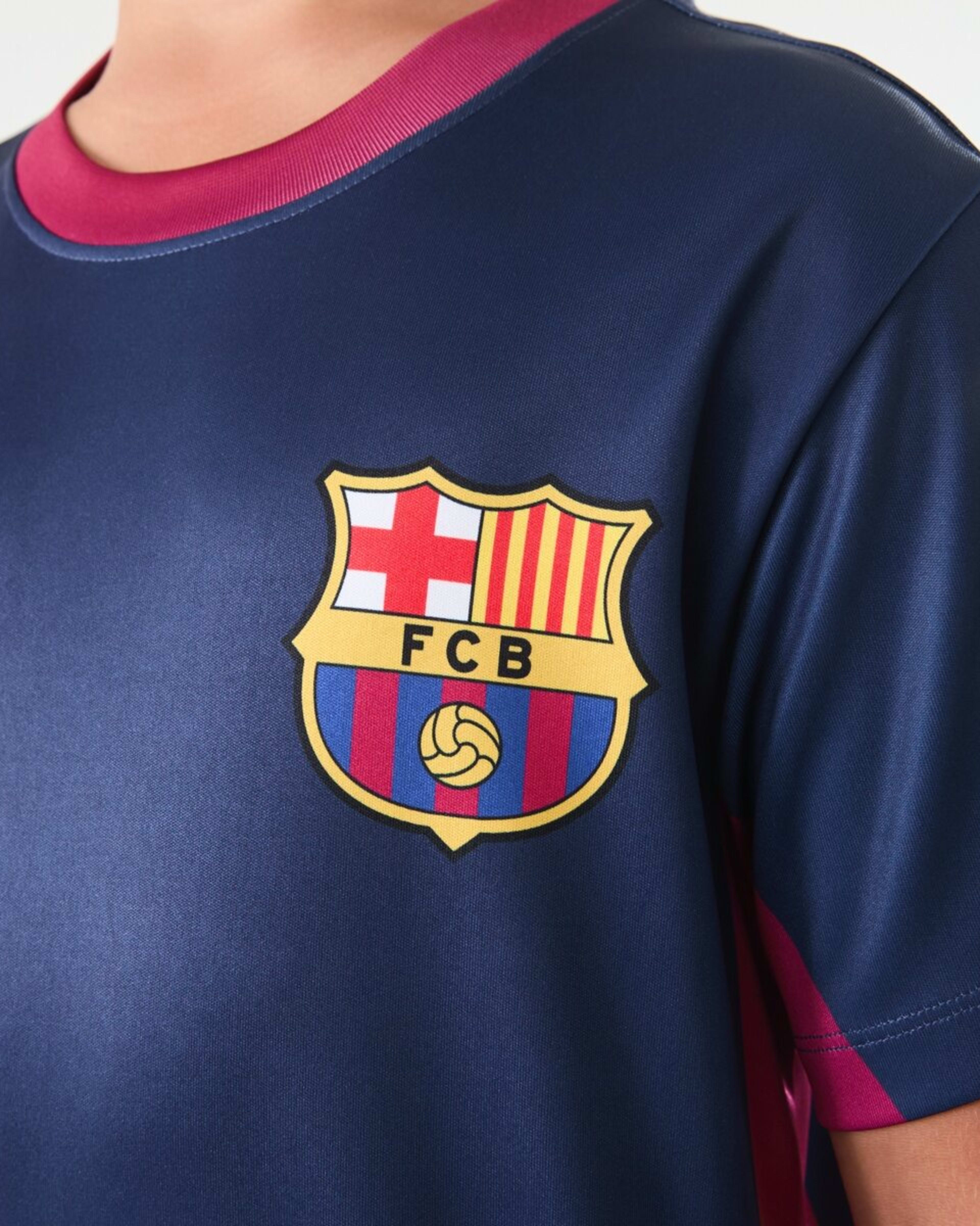 4 Official Youth Barcelona Panel Jersey T-shirt Navy, 4 of 7