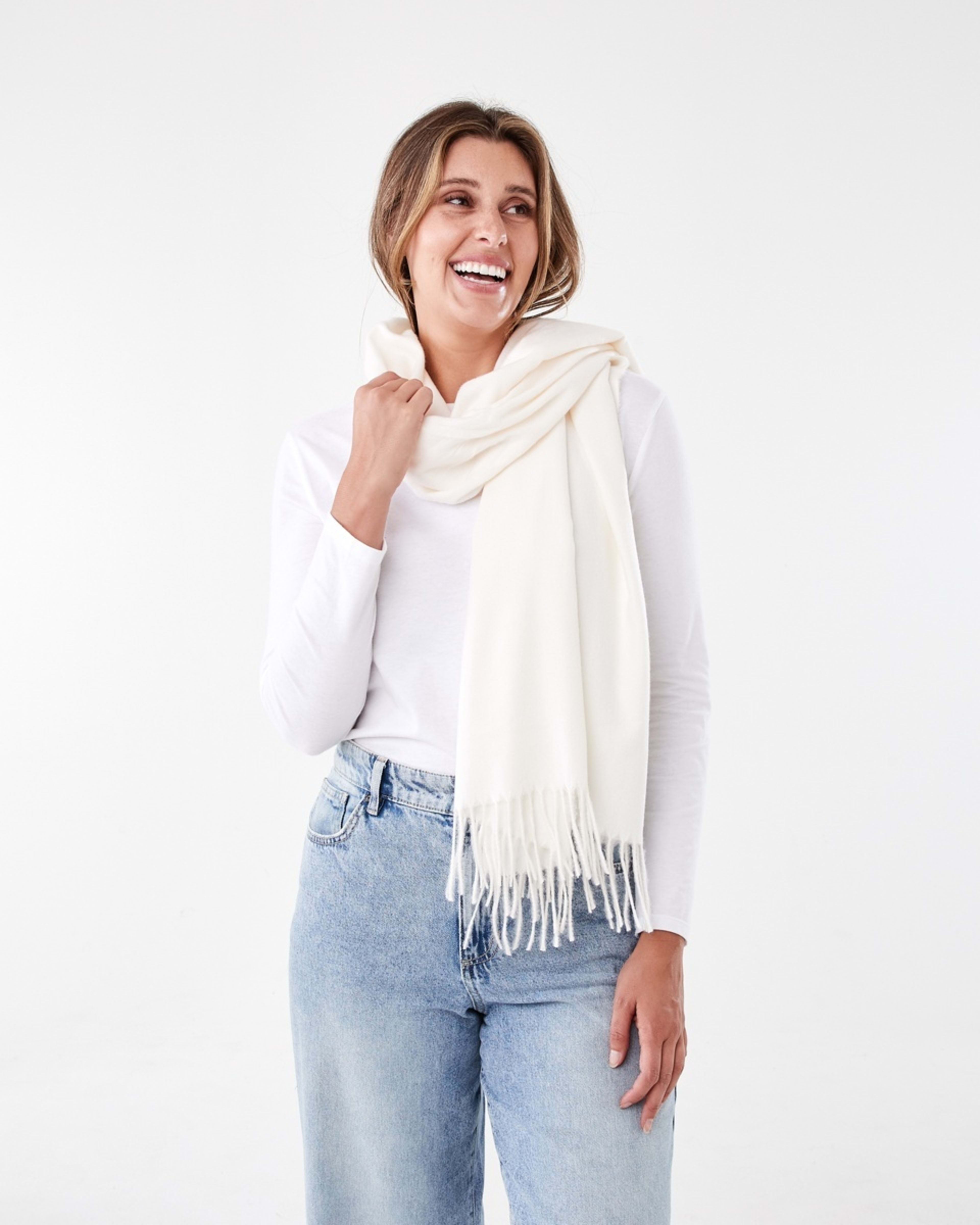 3 Brushed Wrap Scarf Ecru, 3 of 3