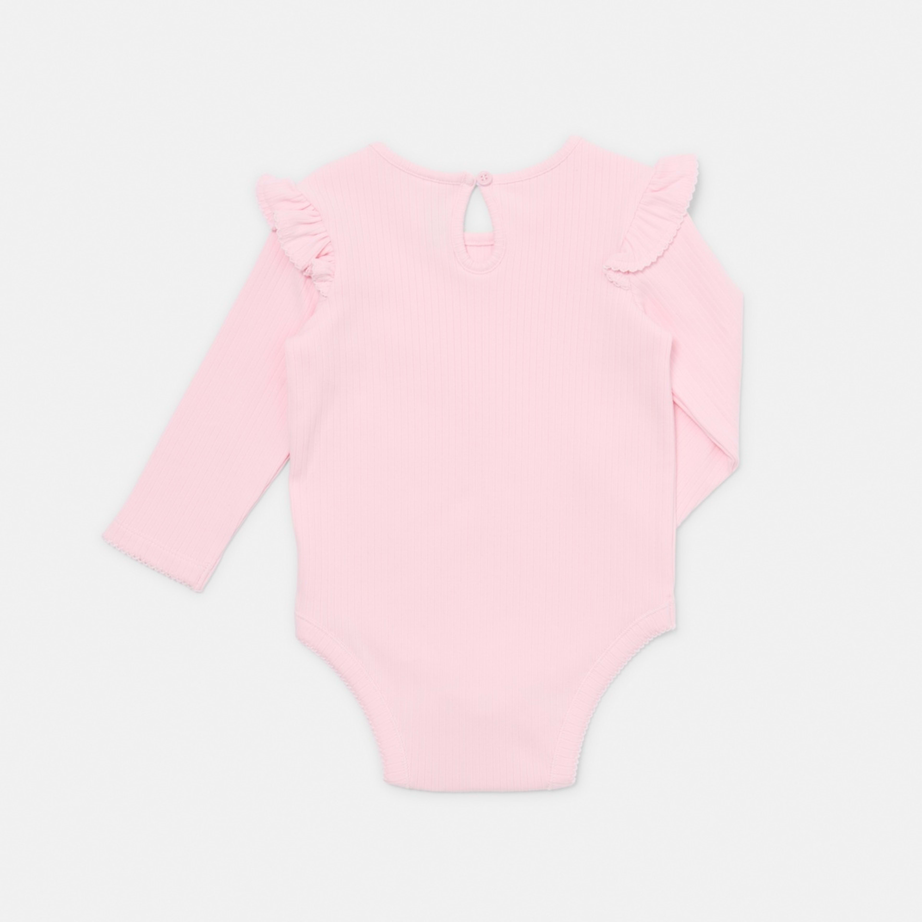 2 Frill Rib Bodysuit Dessert Pink, 2 of 4