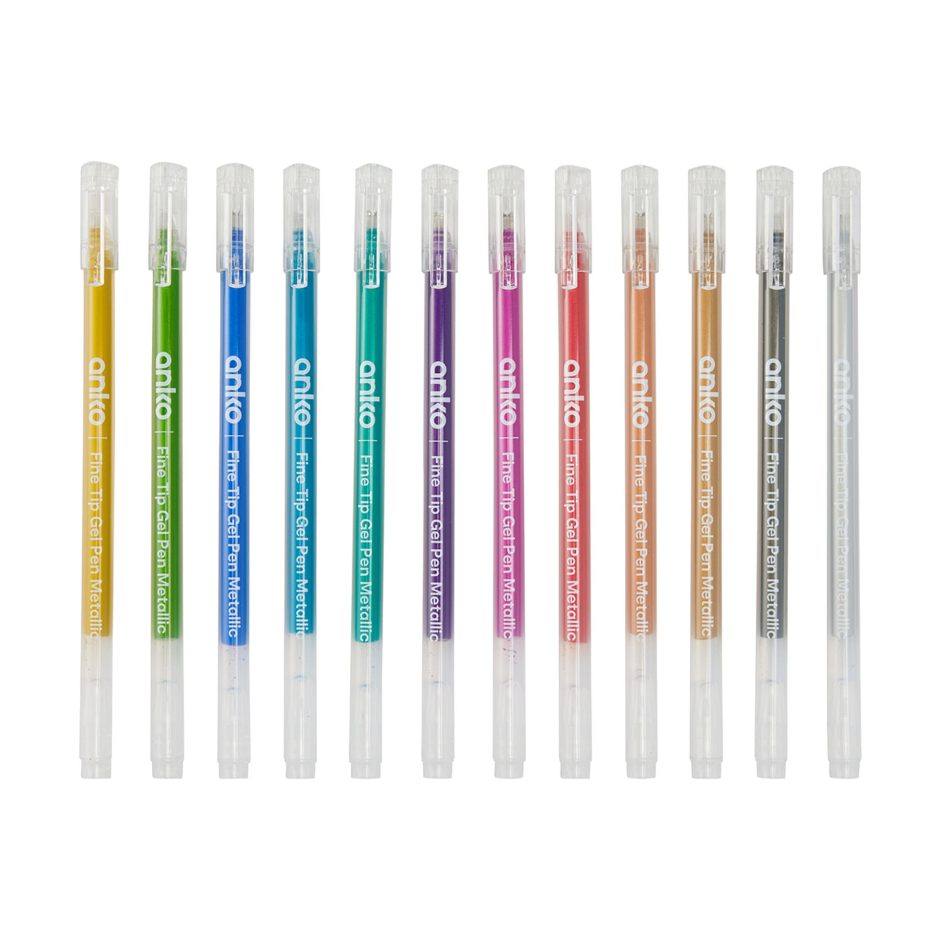 12 Piece Fine Tip Gel Pens Metallic Ink Kmart