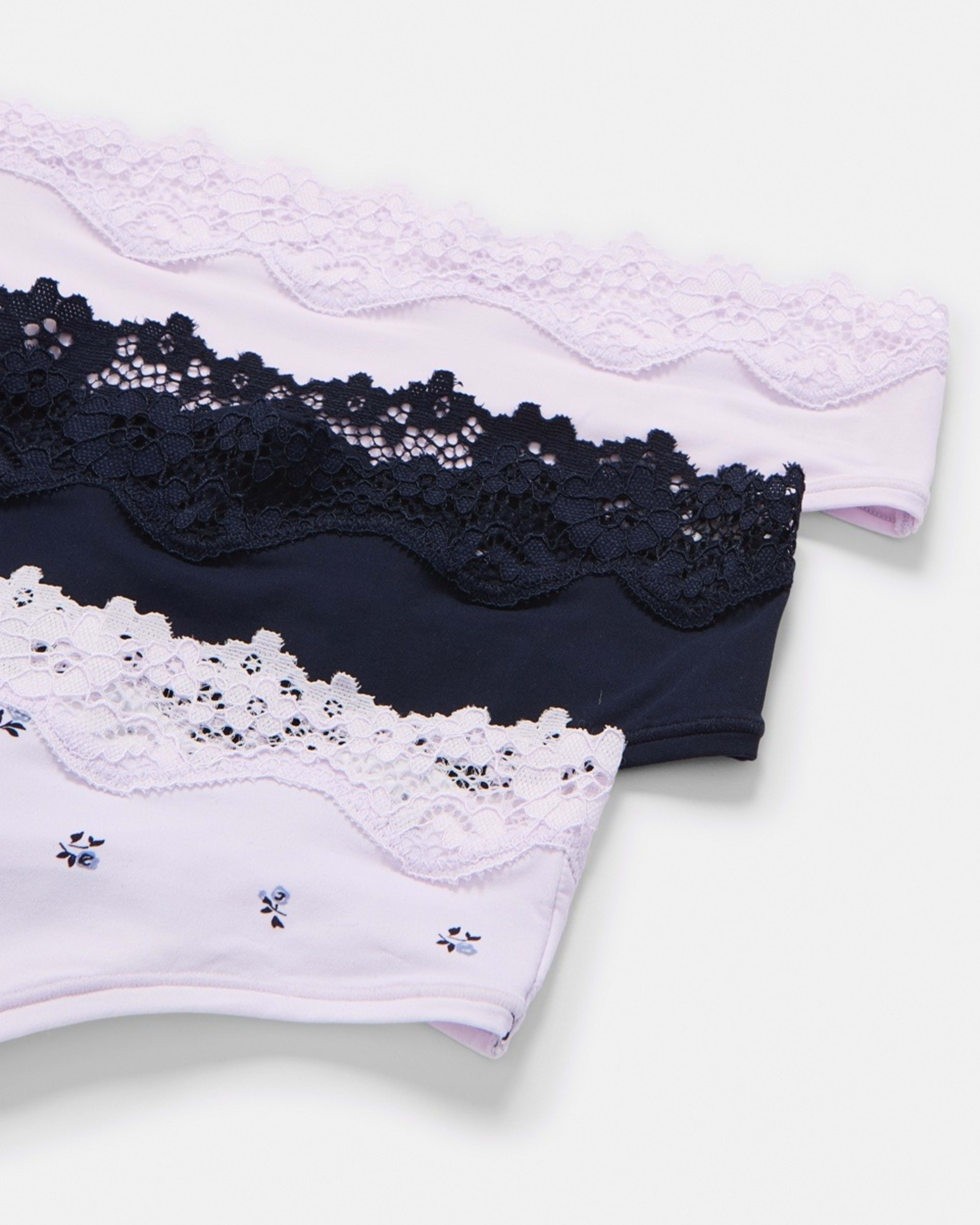3 3 Pack Super Soft Lace G-String Briefs LAVENDER FLORAL, MIDNIGHT, LILY LAVENDER, 3 of 8
