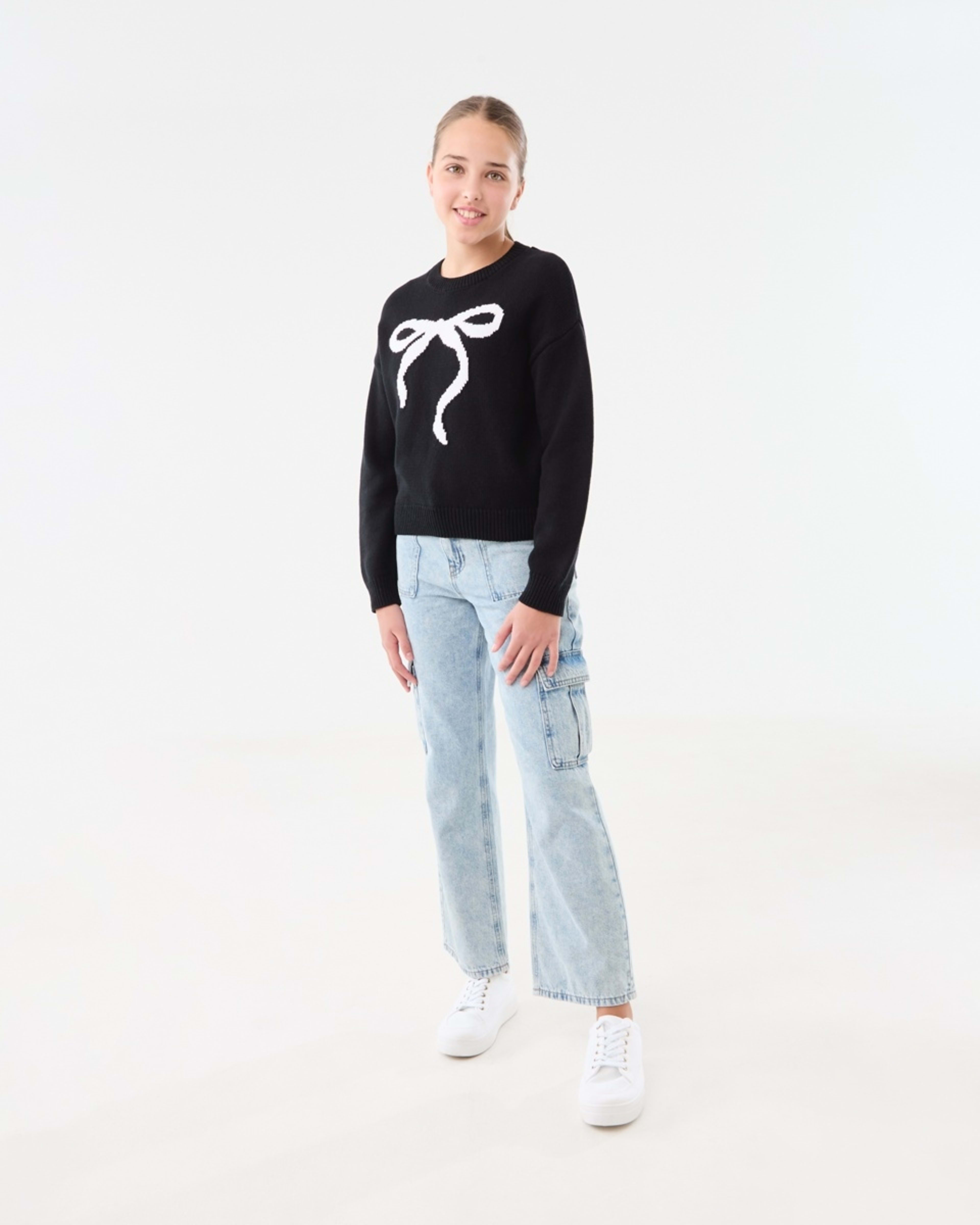 5 Bow Knit Jumper Black, 5 of 8
