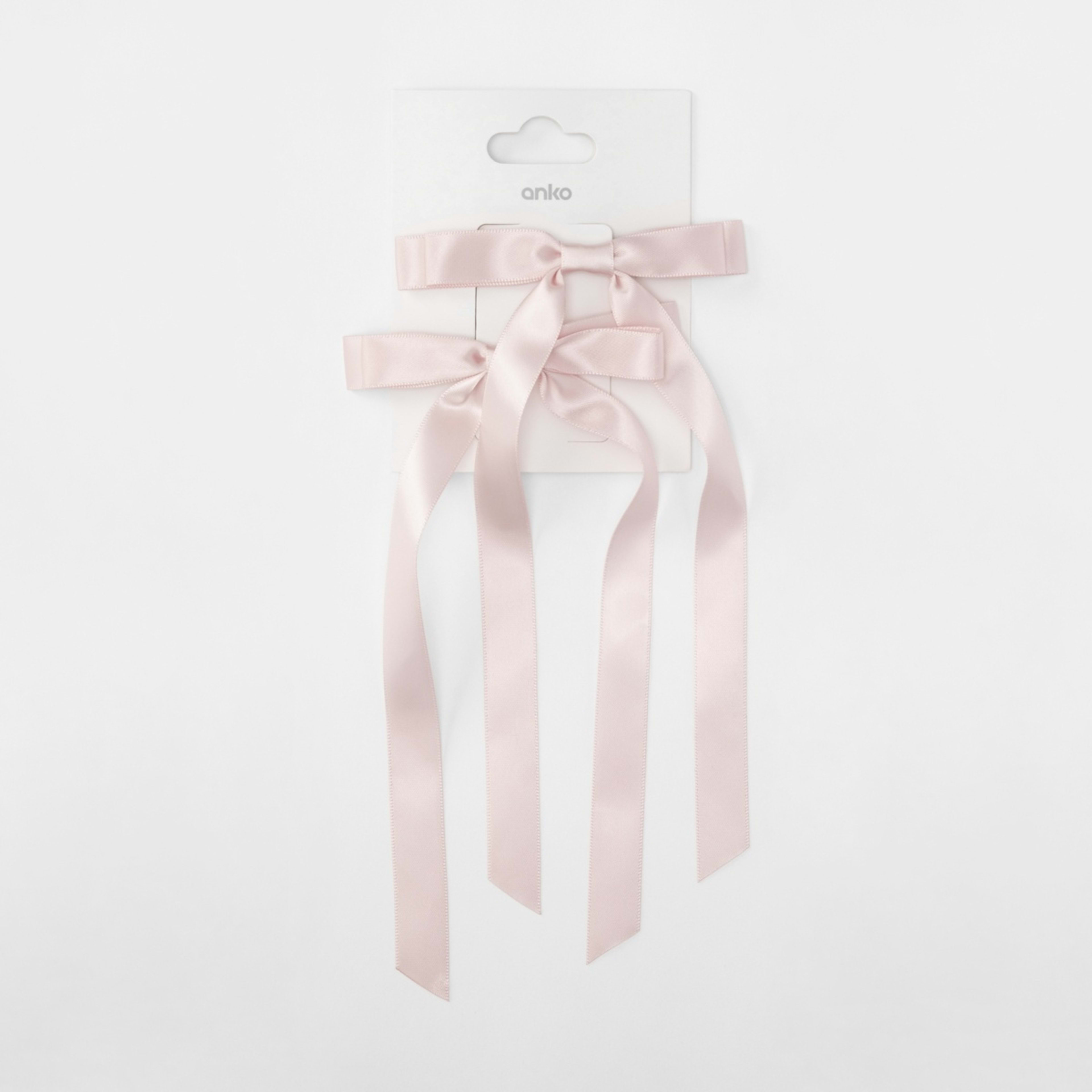 5 2 Pack Pink Ribbon Bow Slide Hair Clips, 5 of 5