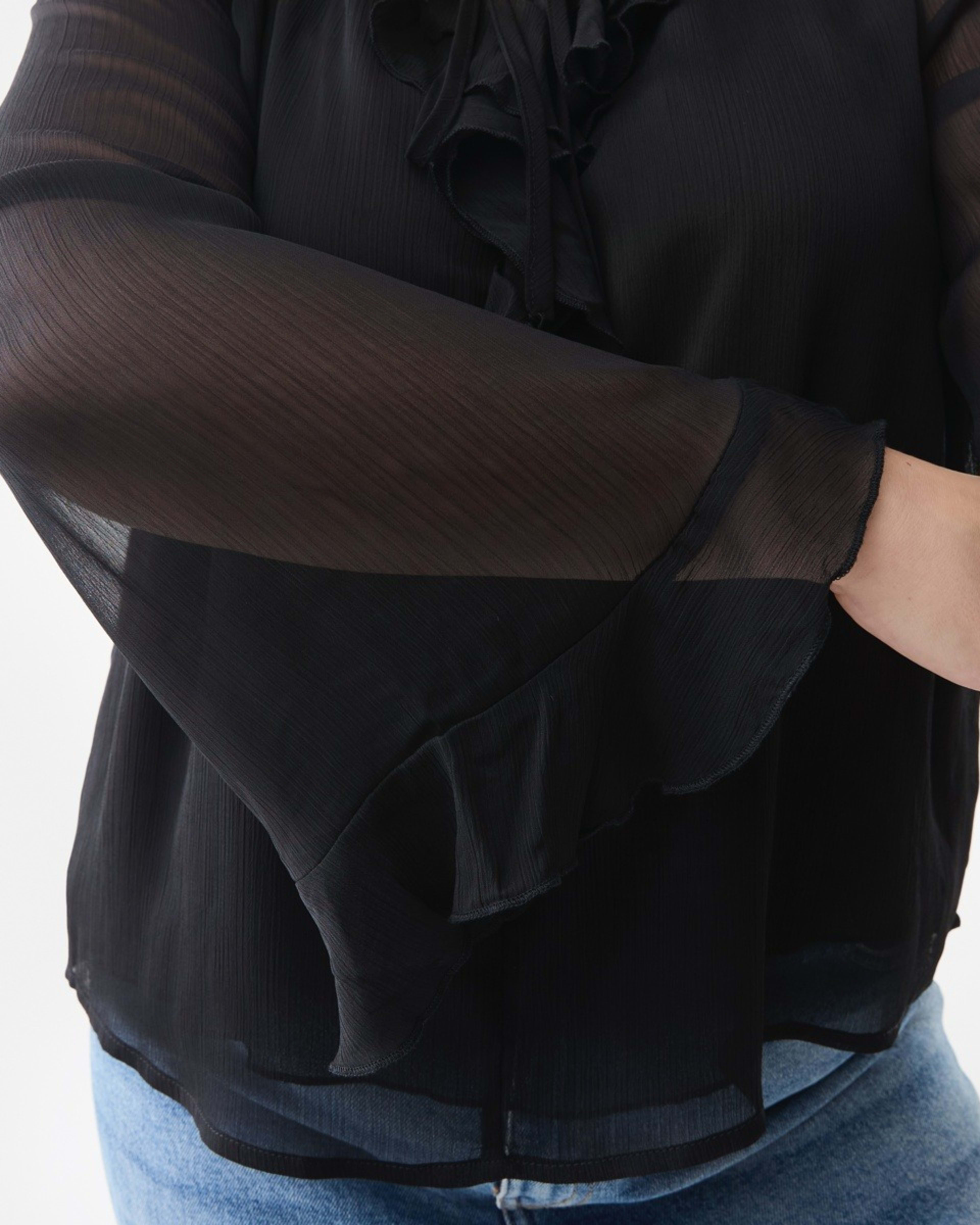 4 Long Sleeve Frill Blouse Black, 4 of 6