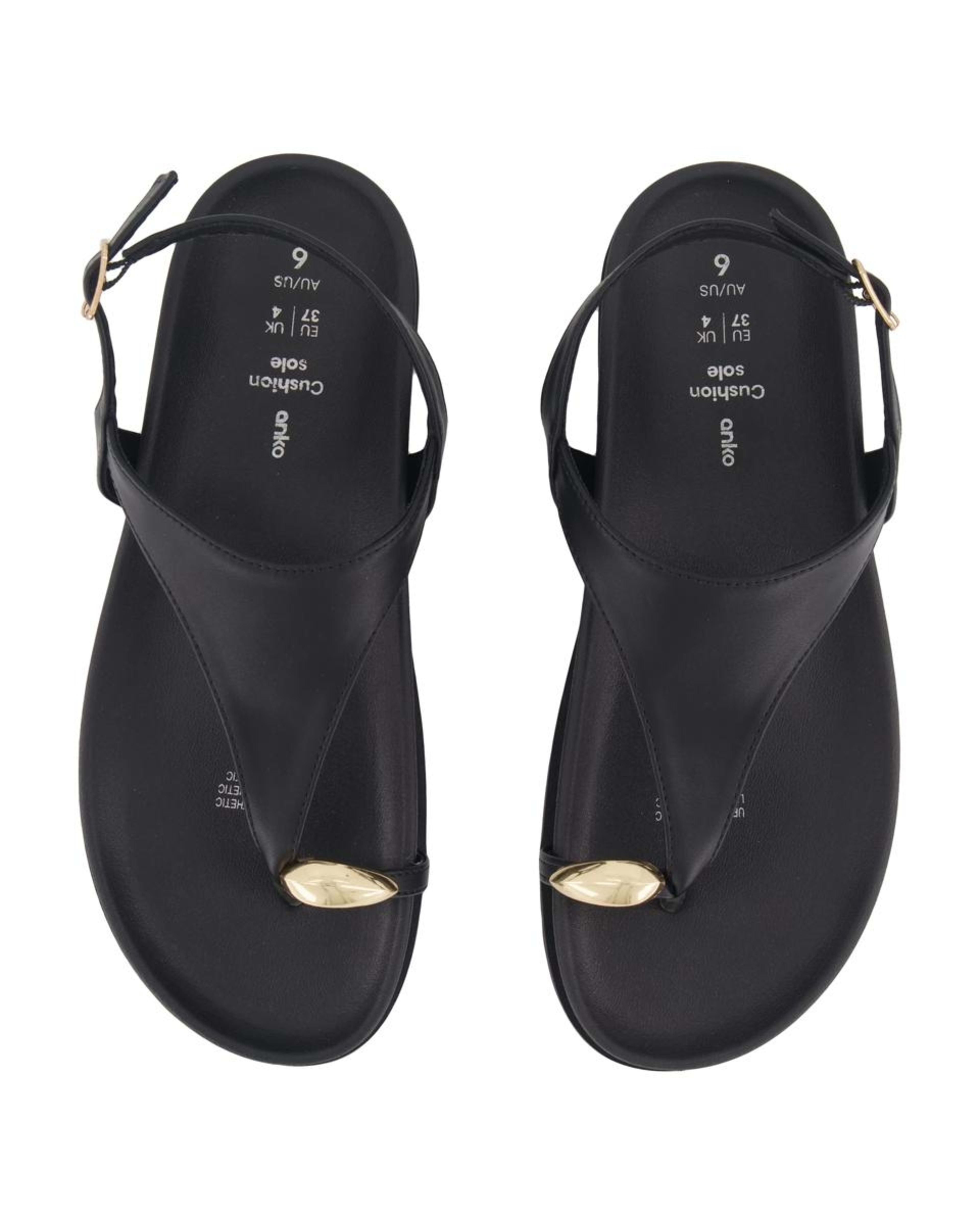 3 Metal Toe Post Sandals Black, 3 of 3