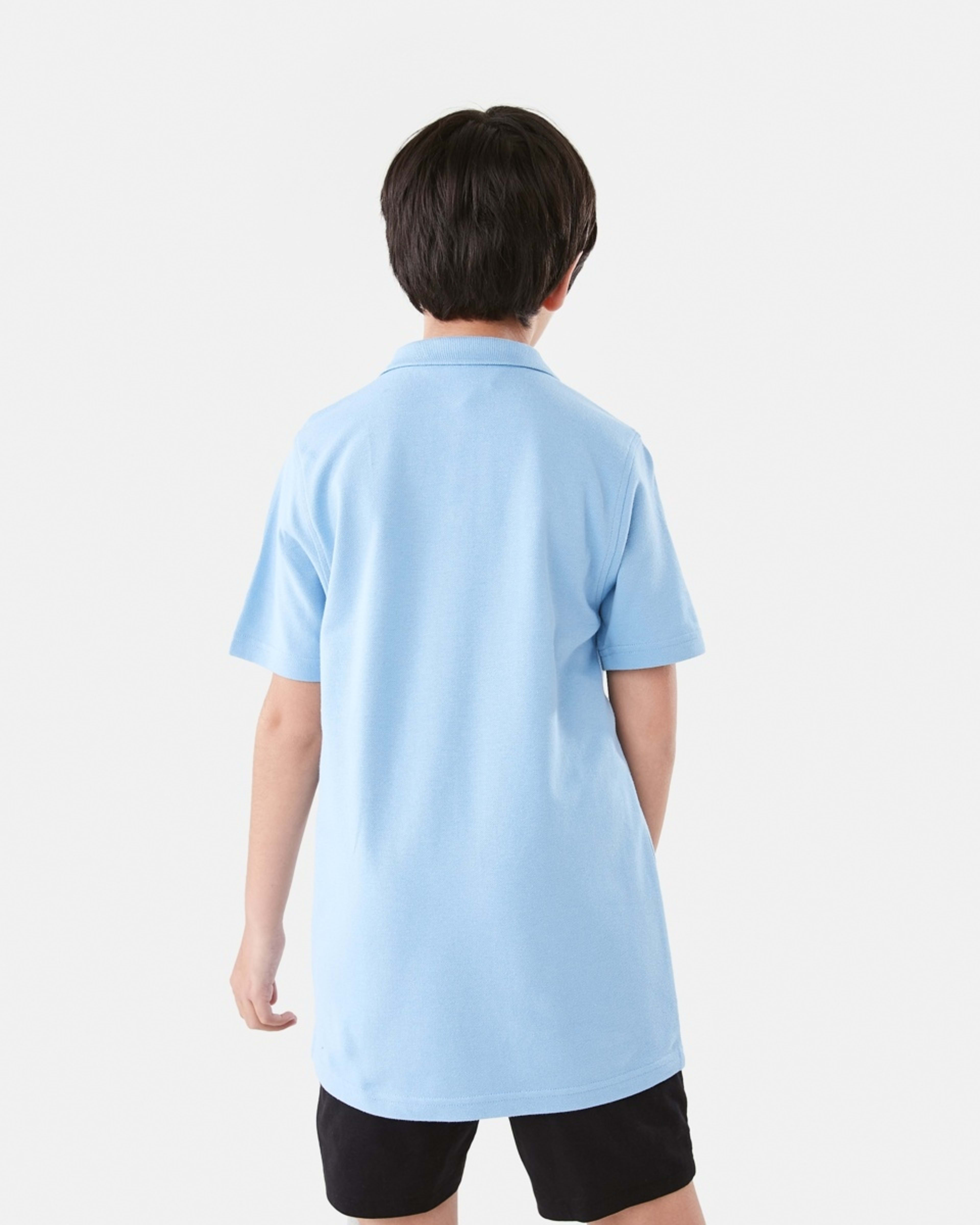2 School Cotton Polo Shirt Mid Blue, 2 of 8