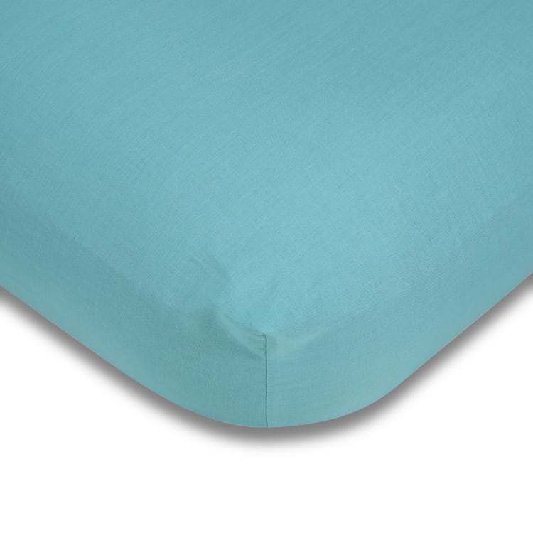 180 Thread Count Fitted Sheet King Single Bed, Aqua Kmart