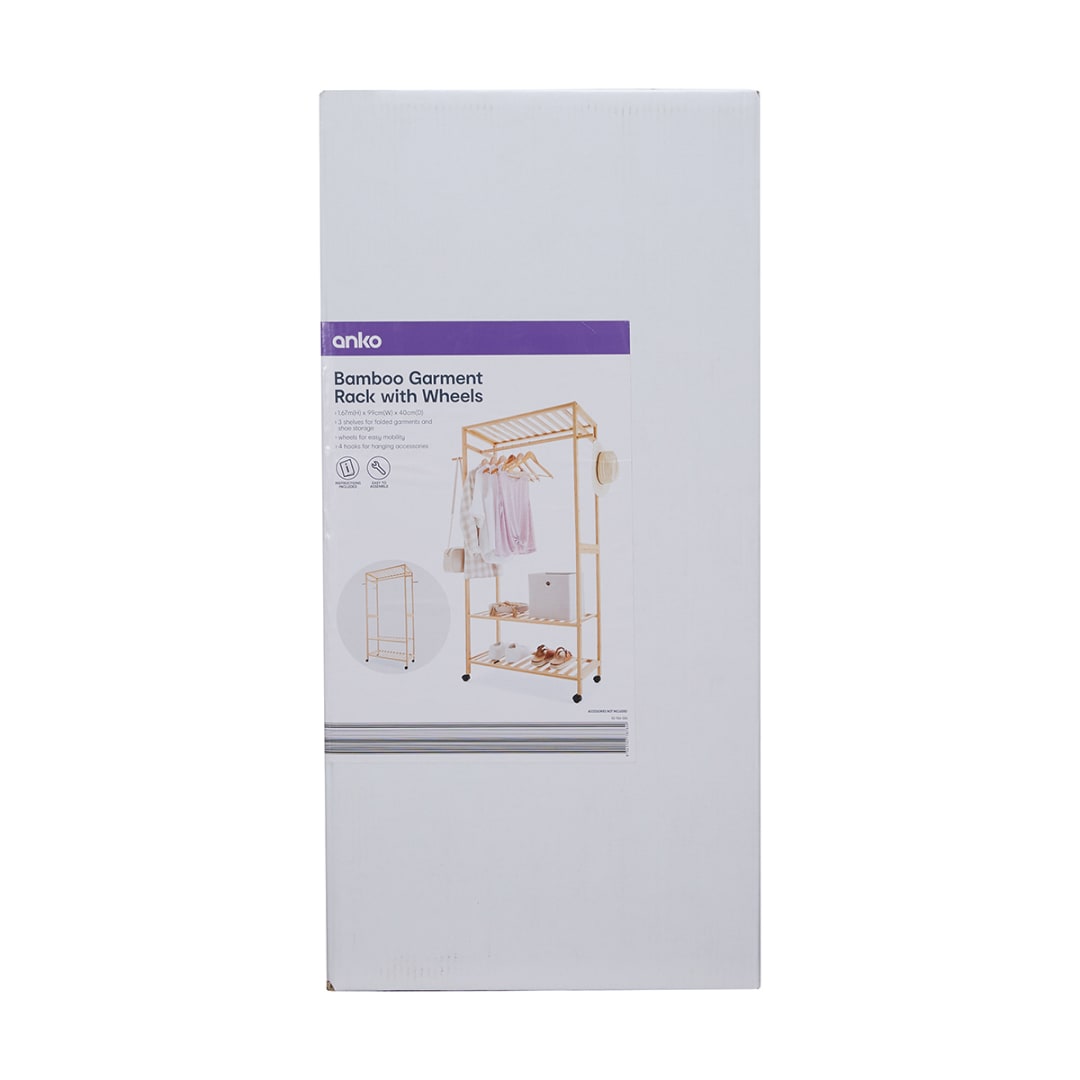 Bamboo Garment Rack With Wheels Kmart