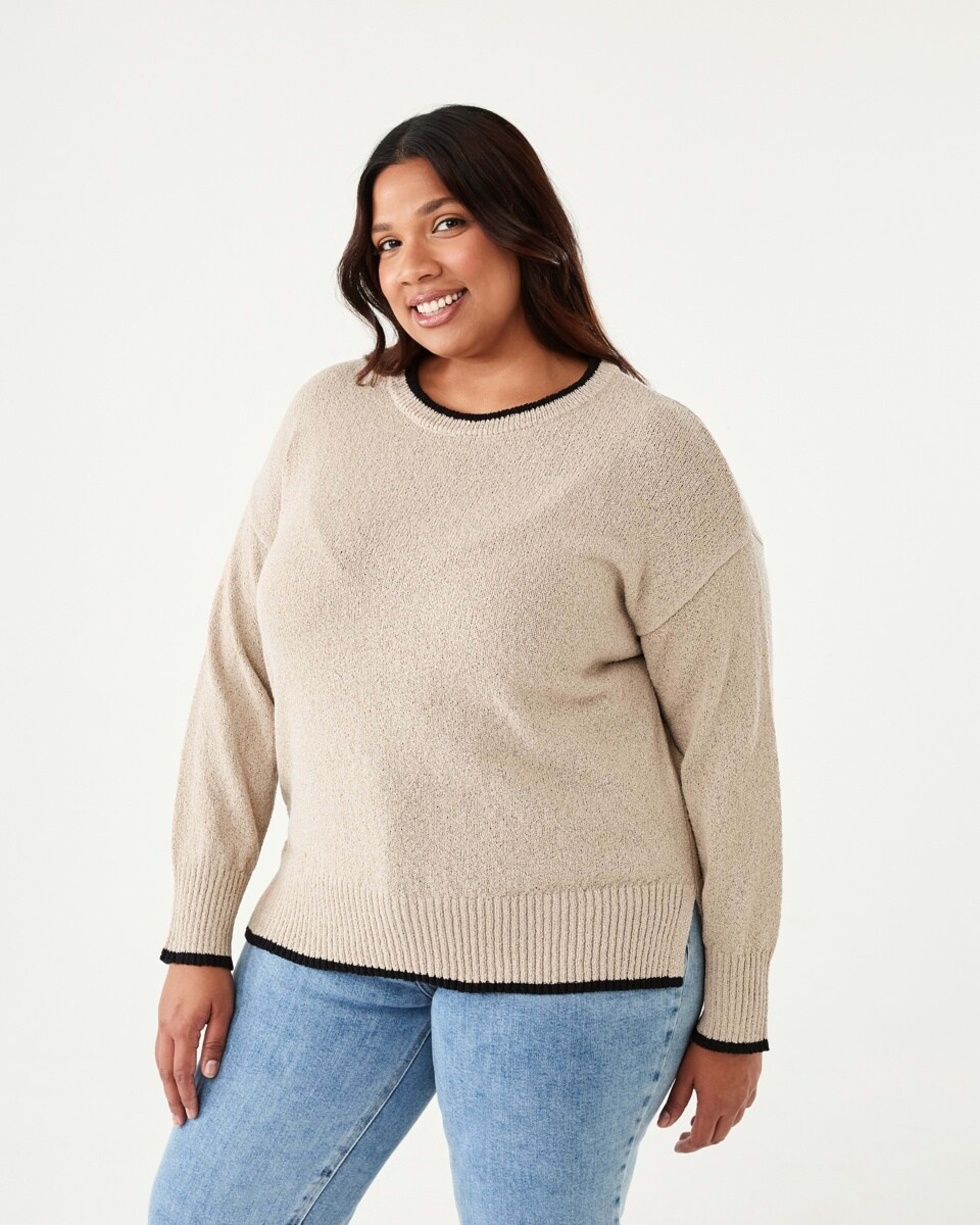2 Curve Contrast Tipping Jumper Bone Beige, 2 of 6