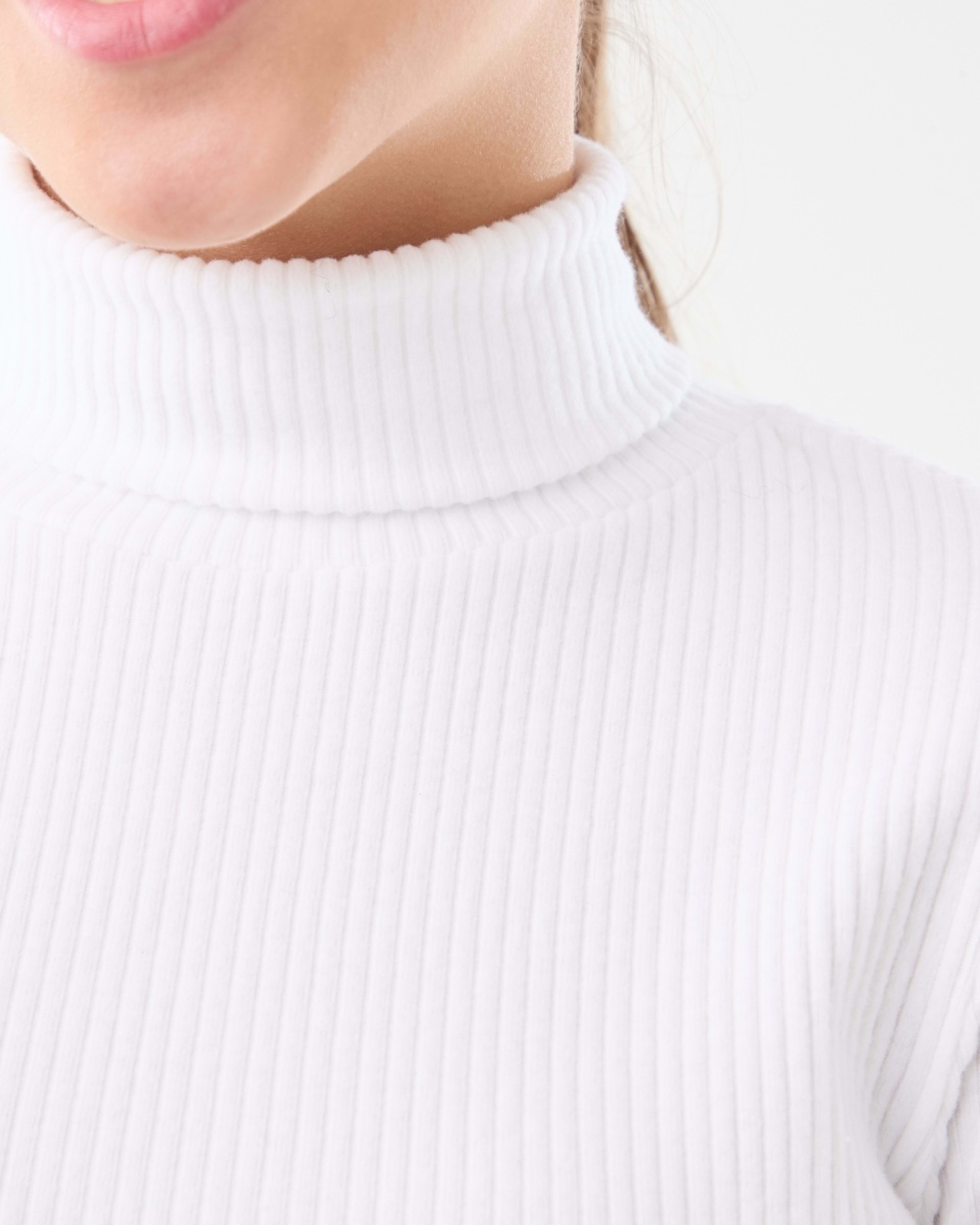 4 Long Sleeve Rib Skivvy Top White, 4 of 8