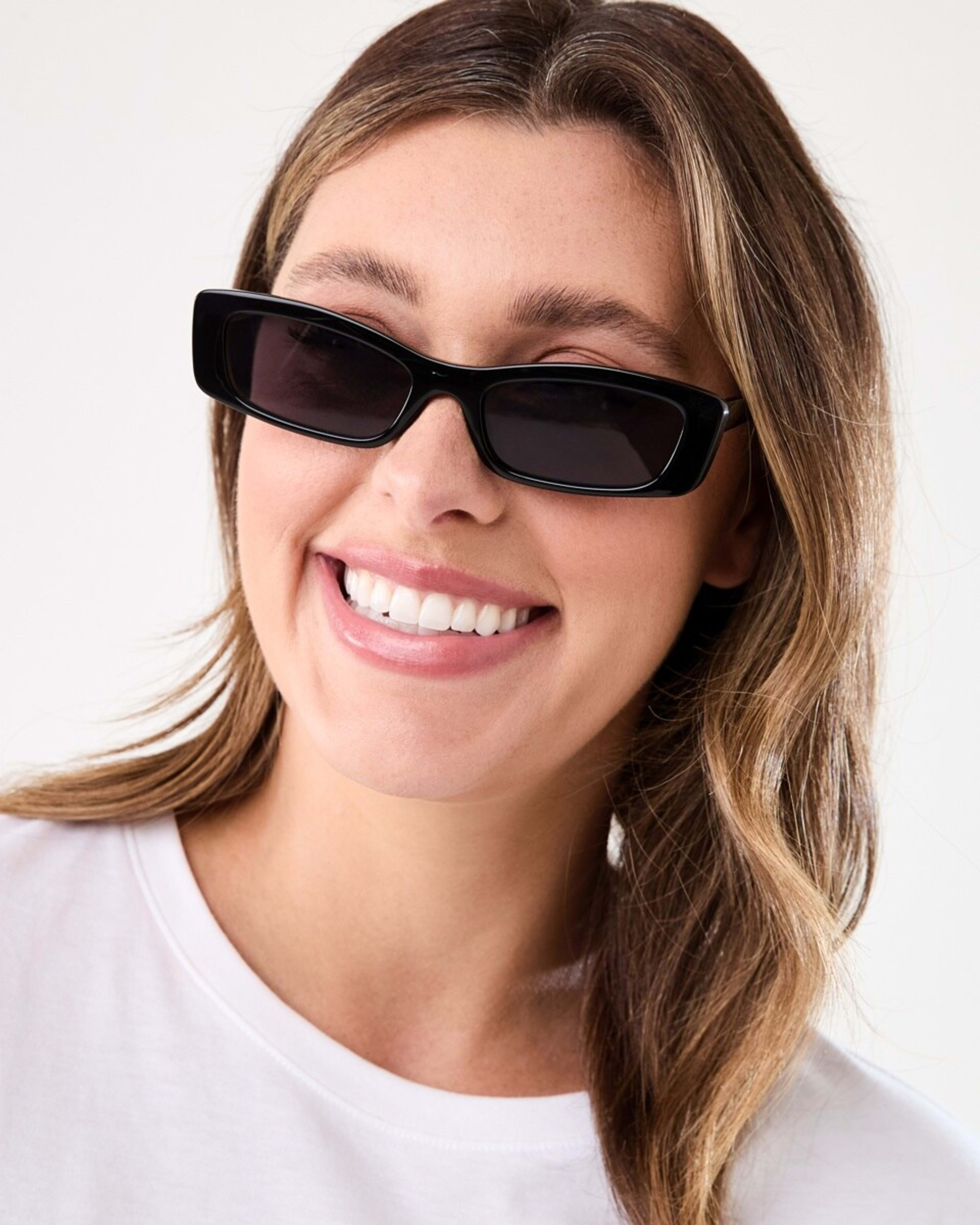 5 Womens Slim Rectangle Sunglasses ACCESSORIES BLACK, 5 of 6