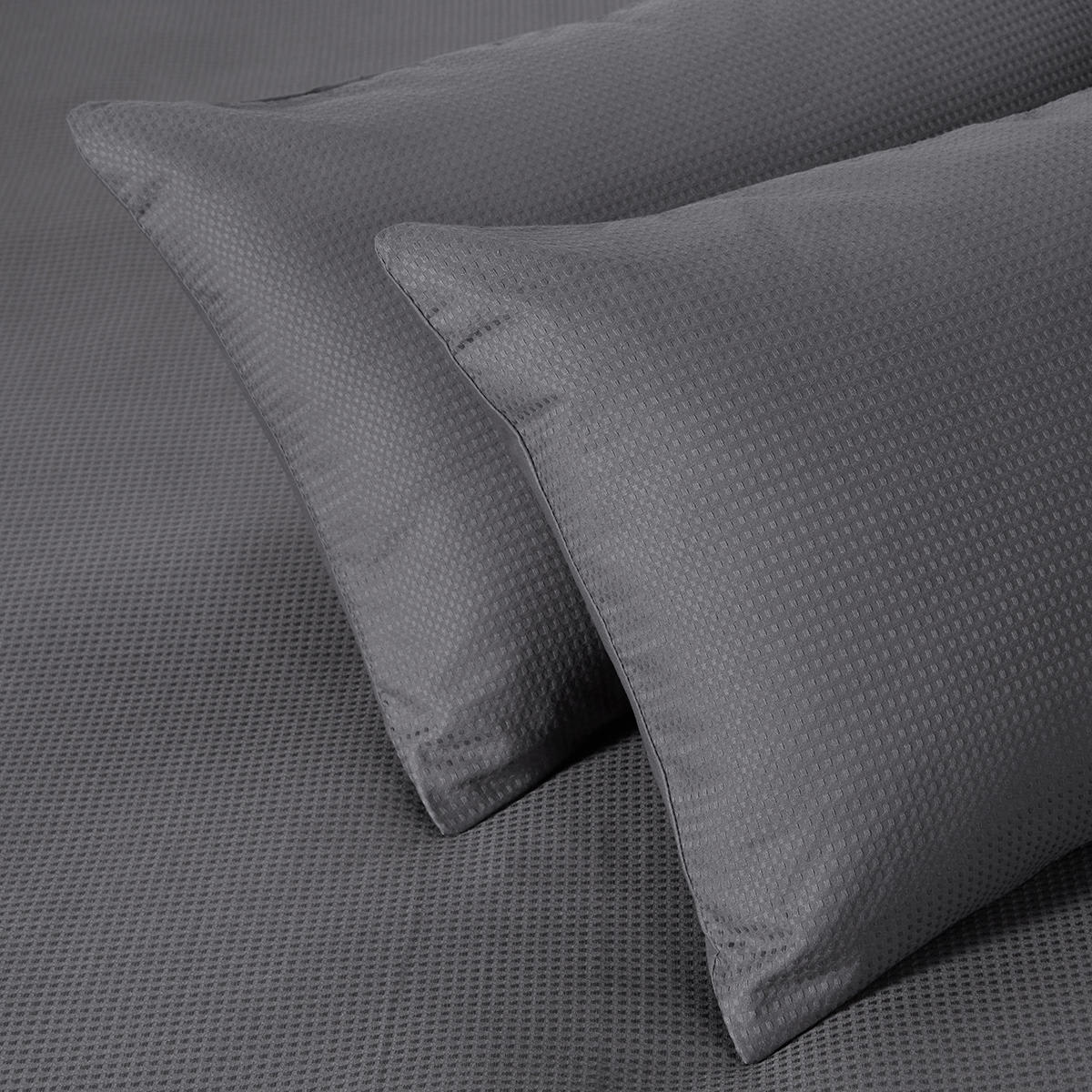 Waffle Cotton Quilt Cover Set Super King, Charcoal Kmart