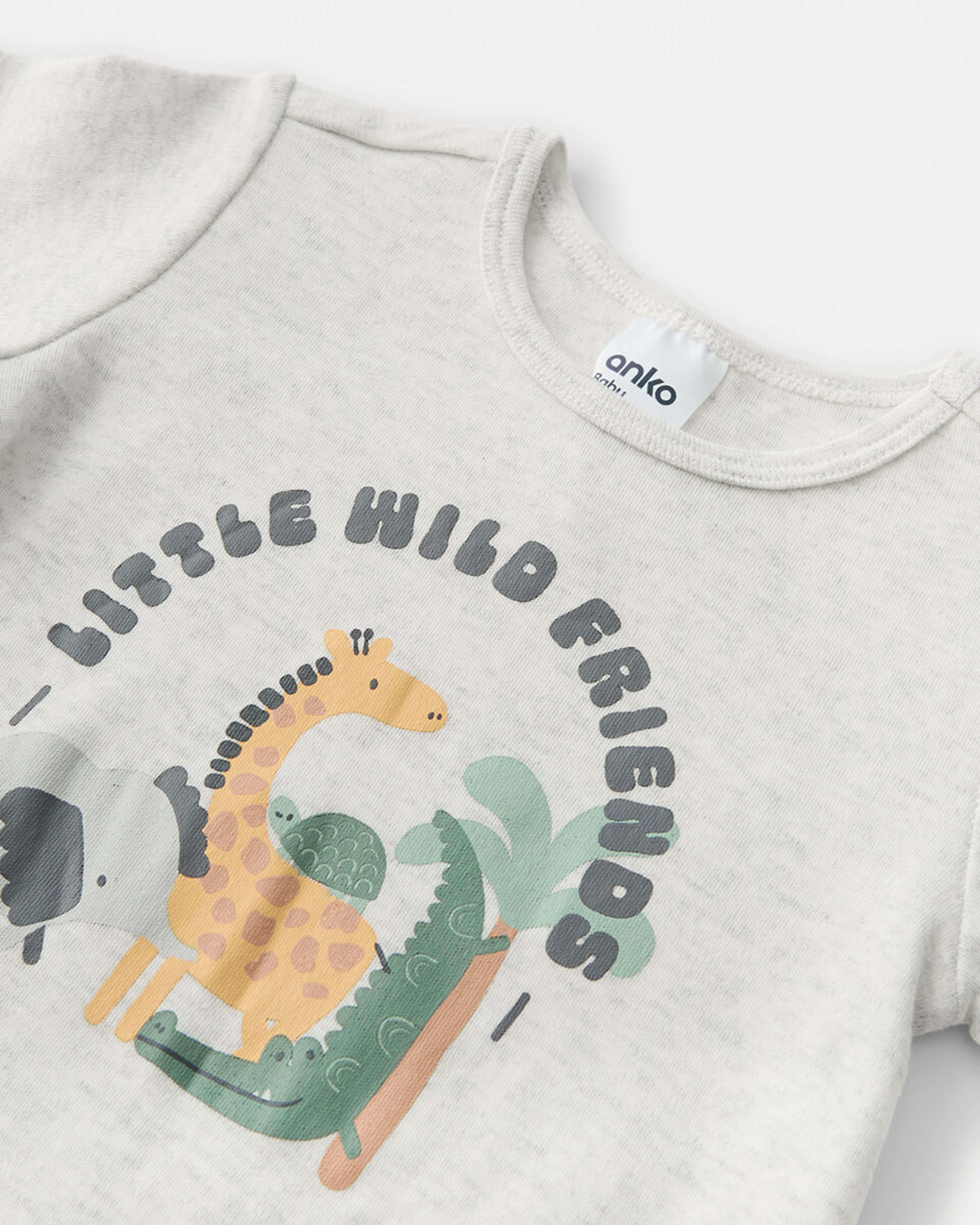 3 Short Sleeve Print Romper Wht Animal, 3 of 3