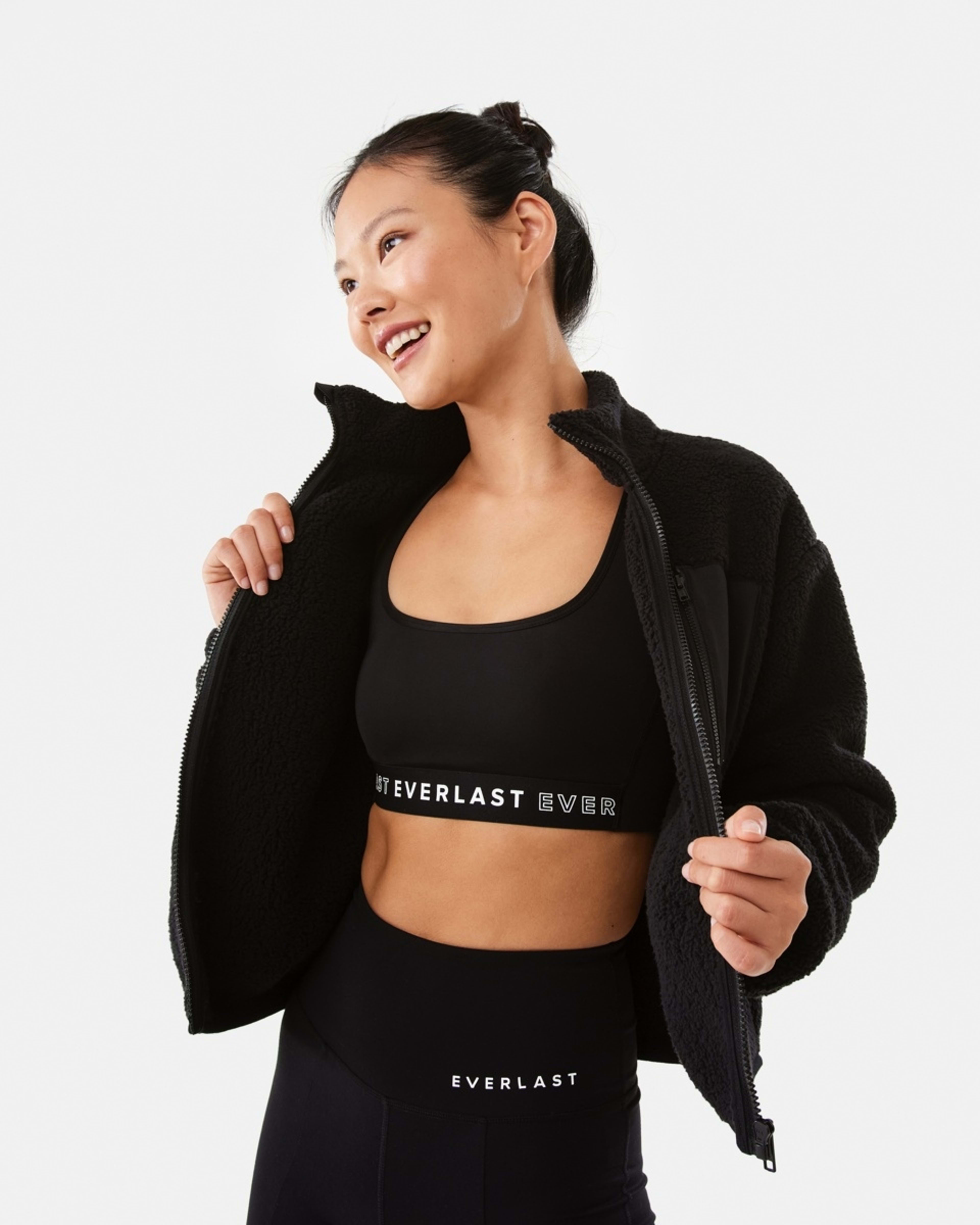 1 Everlast Womens Sherpa Jacket Black, 1 of 8