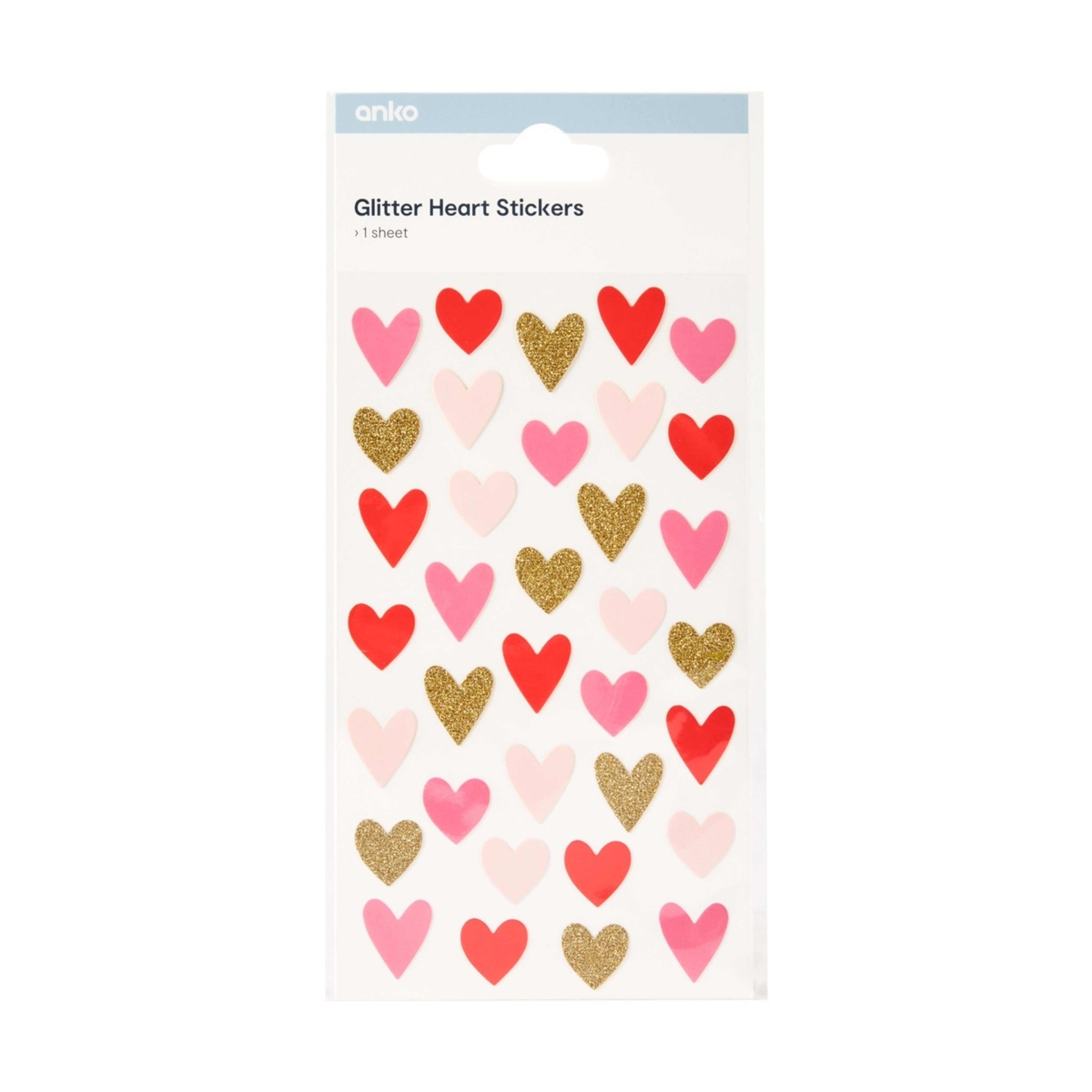 1 Glitter Heart Stickers