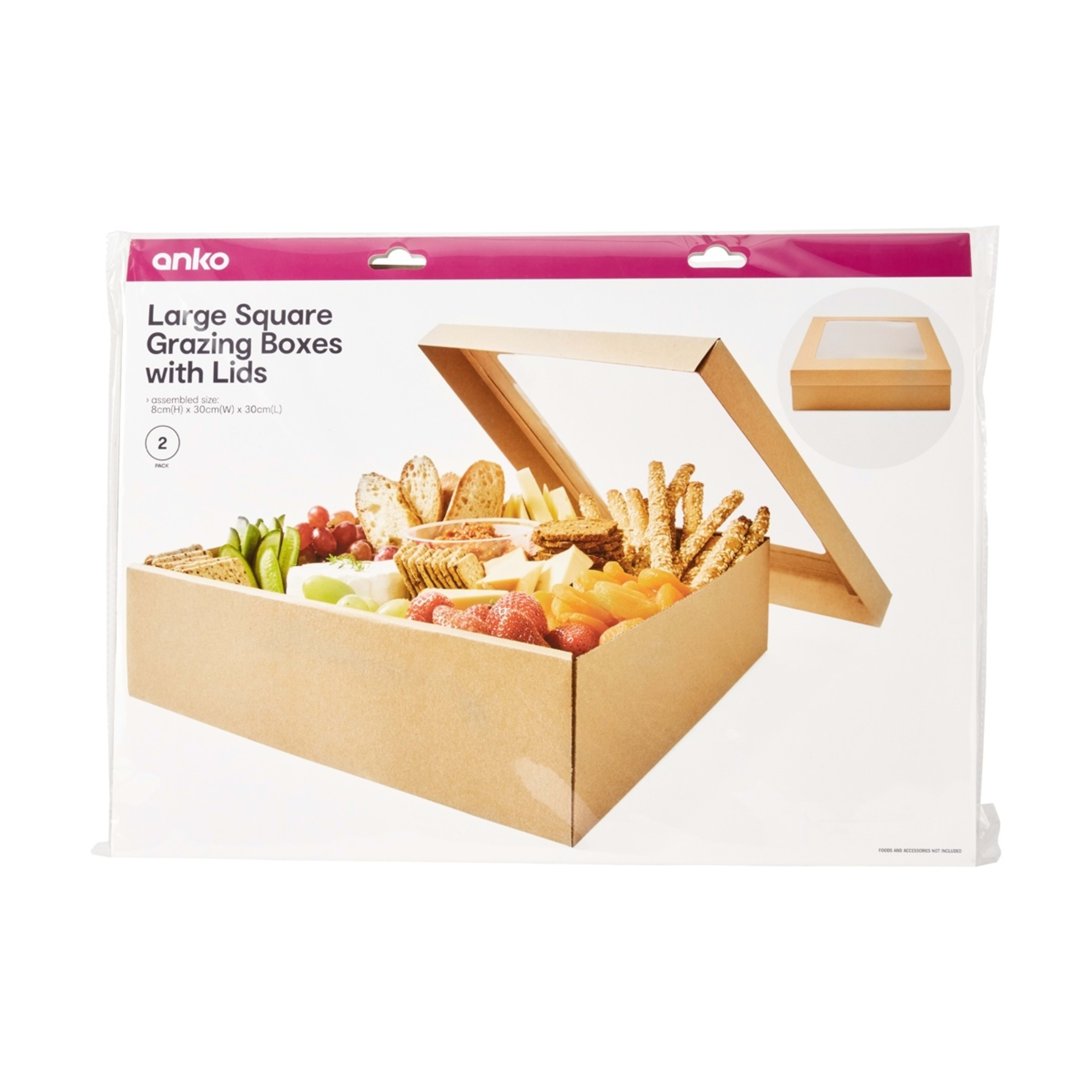 8 2 Pack Large Square Grazing Boxes with Lids, 8 of 8