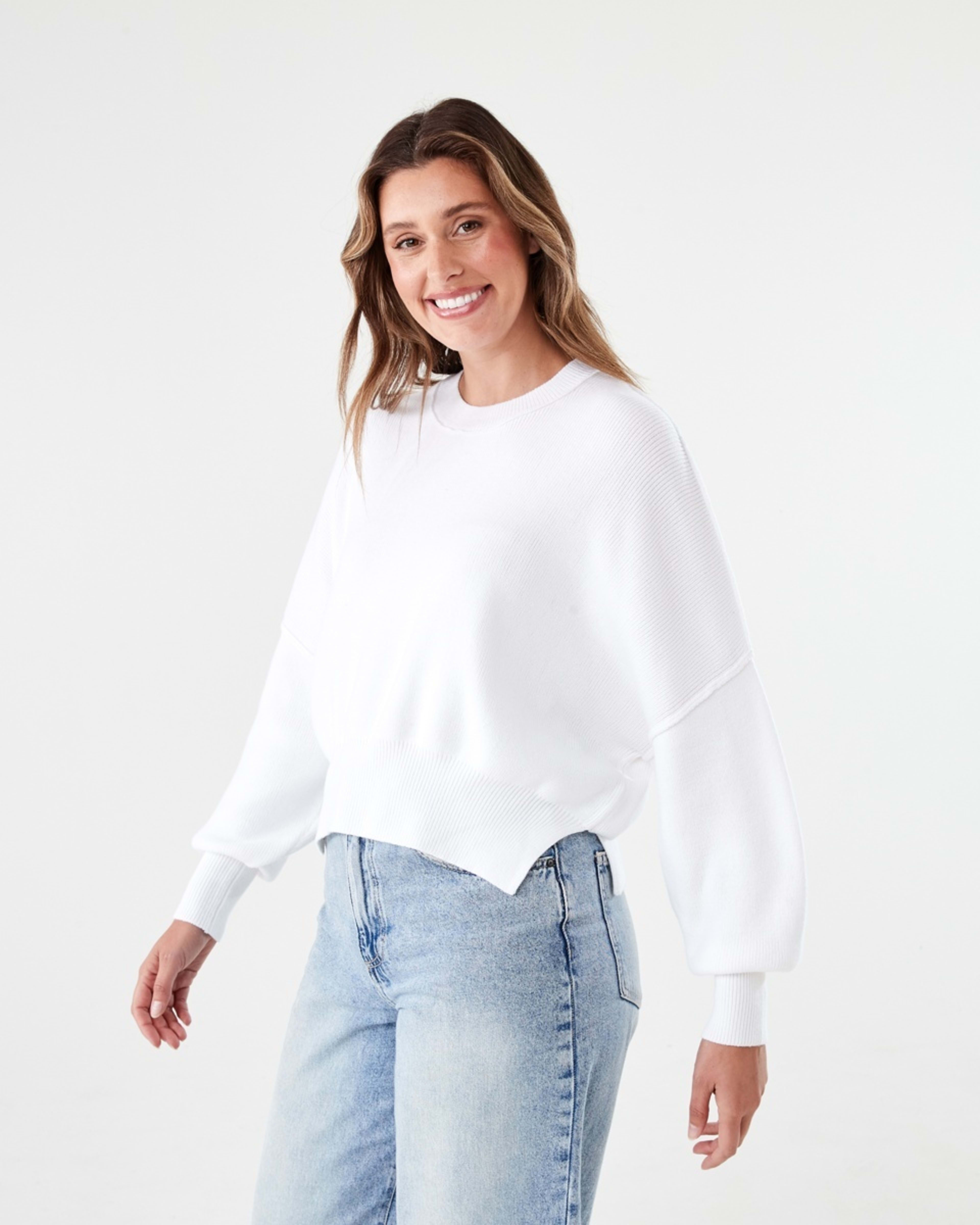 2 Oversized Crew Neck Jumper WHITE, 2 of 7